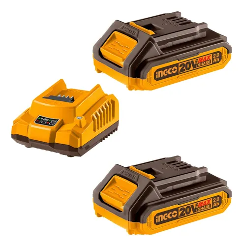 Pack 2 Baterías 20 V 2.0 Ah + Cargador INGCO