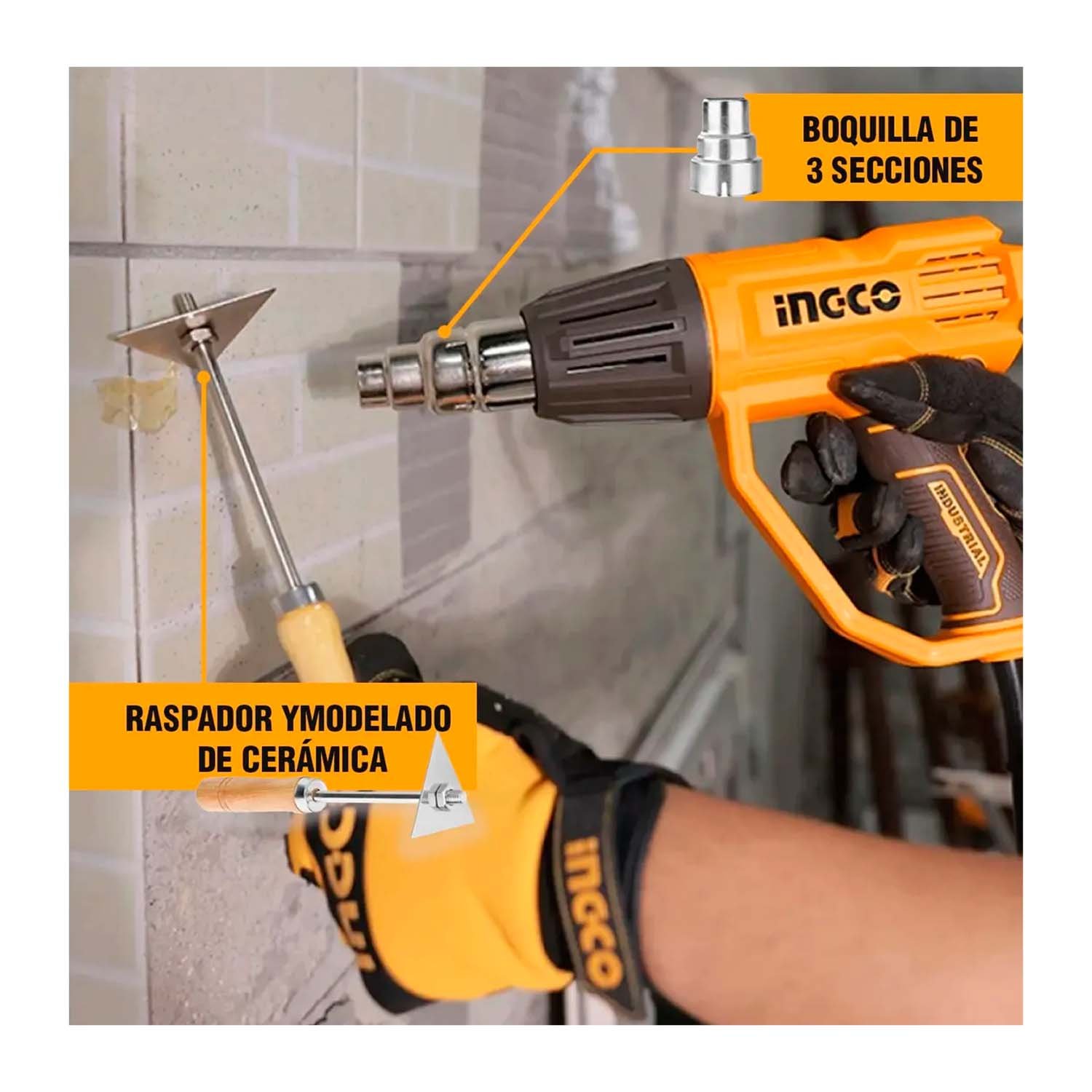 Pistola Calor 2000 W Aire 3 Temperatura Regulable INGCO - imagen 9