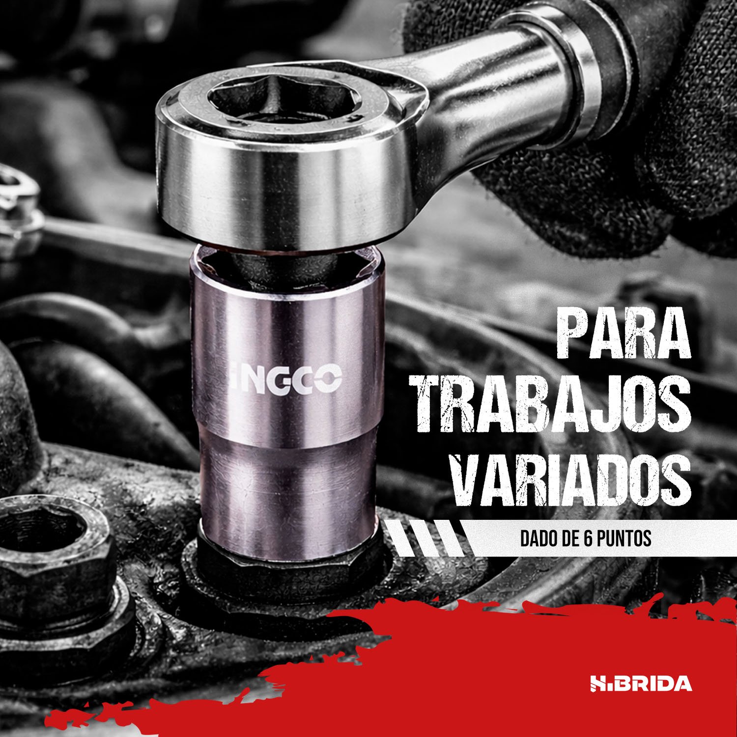 Dado Hexagonal 17mm Encastre 1/2» para Llave Carraca Ingco - Image 3