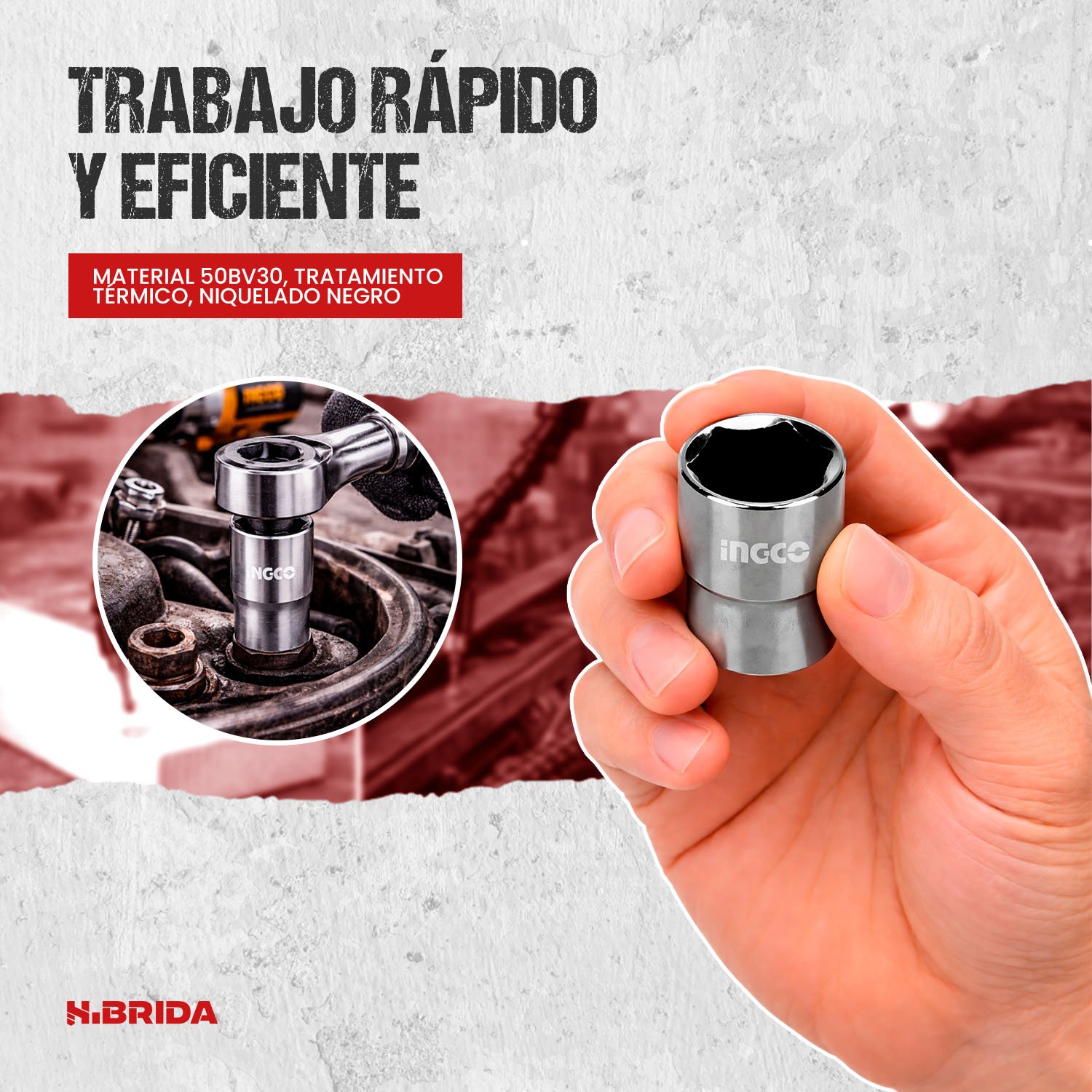 Dado Hexagonal 17mm Encastre 1/2» para Llave Carraca Ingco - Image 6