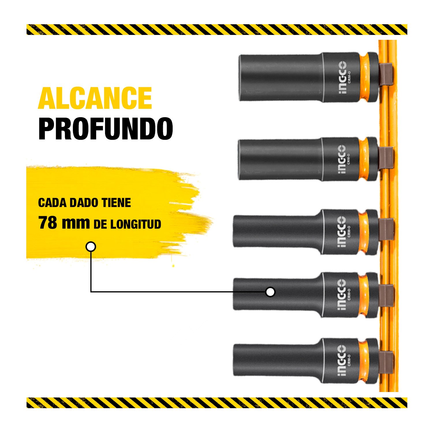 Set 7 Dados de Impacto 1/2» CR-MO Profundos INGCO – HKISSD12072L - Image 5
