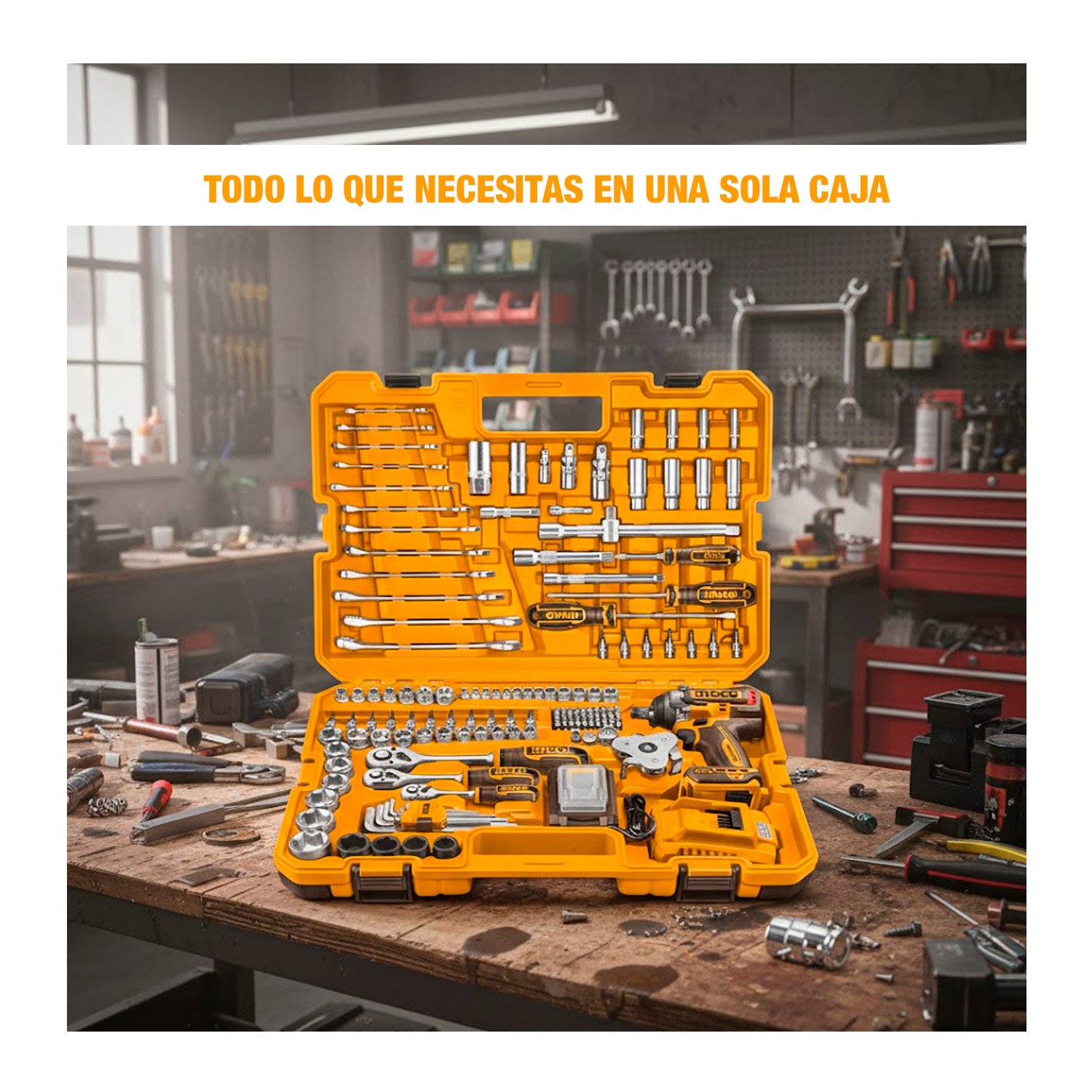 Llave De Impacto Inalámbrico 500nm Bat/carg. + 152 Pzs Ingco - Image 9