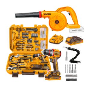 Set Herramientas 166 pzs + Taladro 66 Nm + Soplador + Fullset