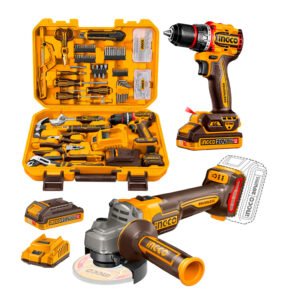 Set Herramientas 166 pzs + Taladro 66 Nm + Amoladora 115 mm