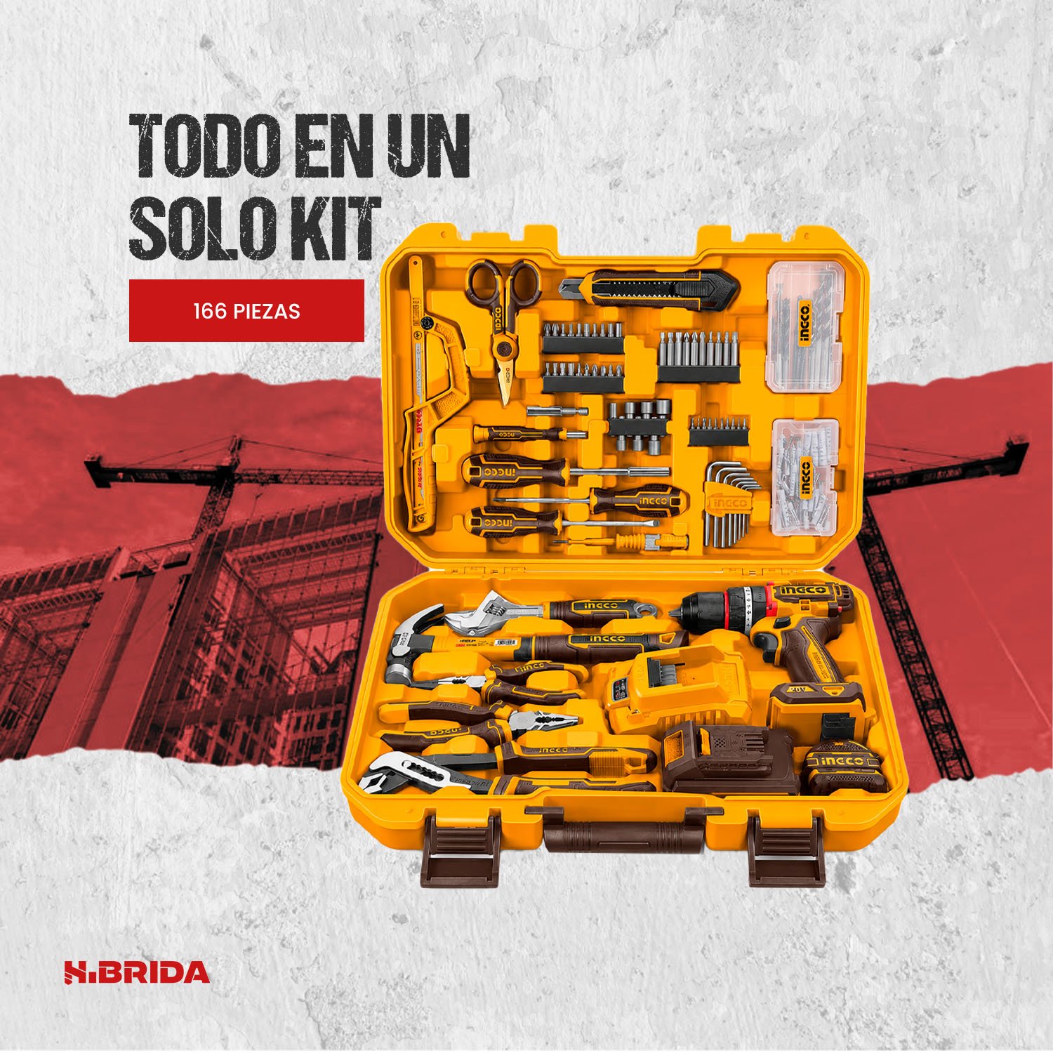 Set Herramientas 166 pzs + Taladro 66 Nm + Amoladora 115 mm — vista 4
