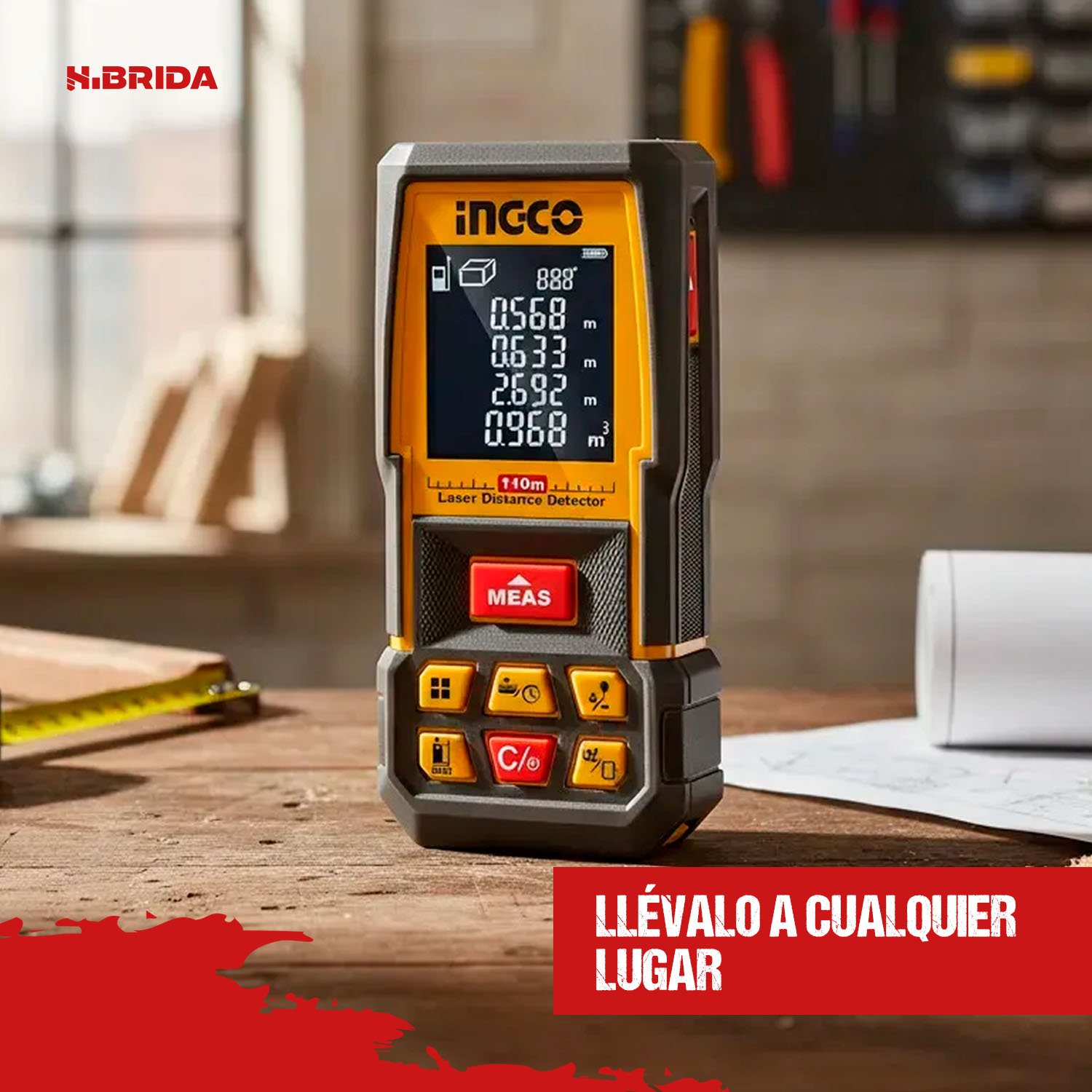 MEDIDOR LASER DE DISTANCIA 110MT PORTÁTIL INGCO HLDD10089 - Image 7