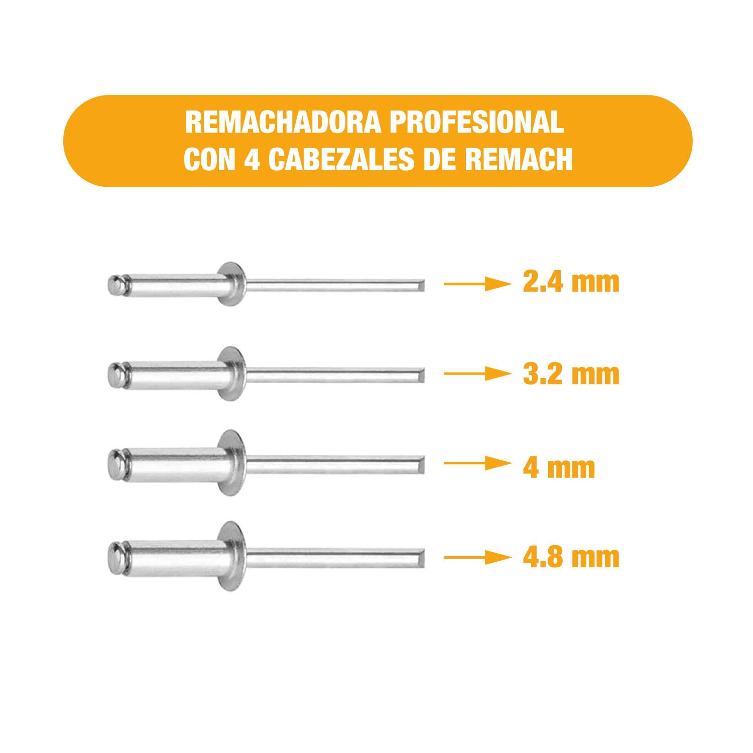 REMACHADORA MANUAL 10,5 CUERPO ALUMINIO AMARILLO INGCO HR105 - Image 4