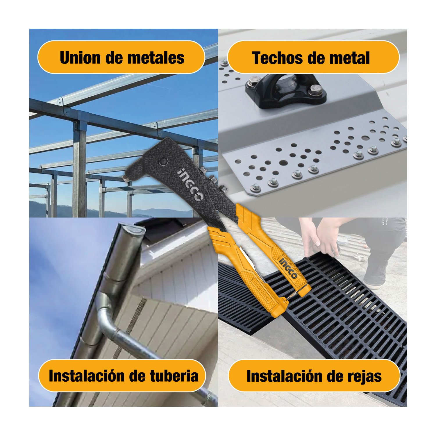 REMACHADORA MANUAL 10,5 CUERPO ALUMINIO AMARILLO INGCO HR105 - Image 6