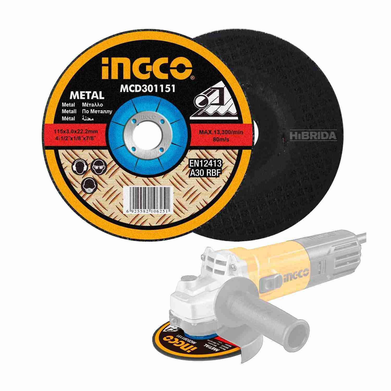 DISCO DE CORTE DE METAL 4½ 115MM PARA AMOLADORA ESMERIL – MCD301151