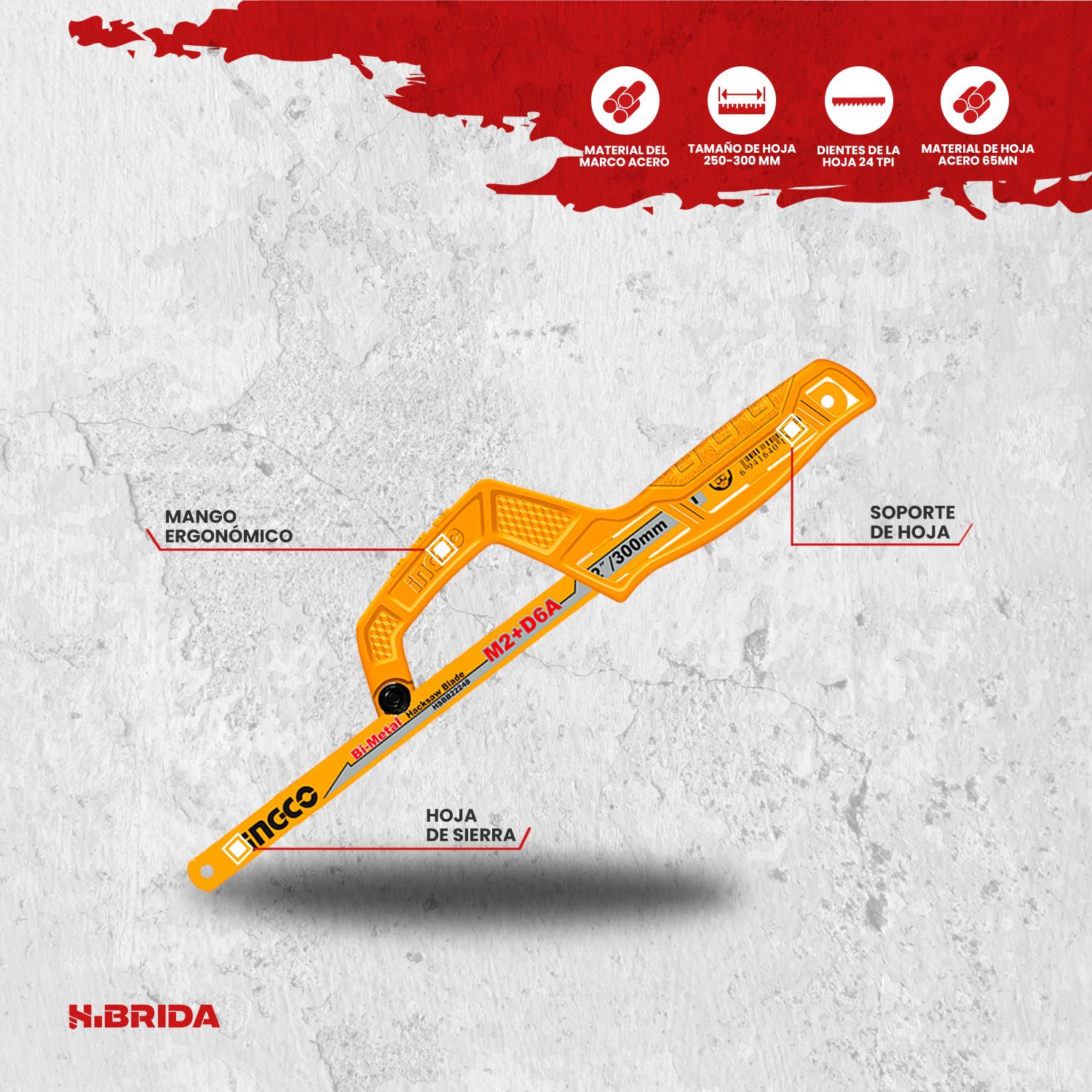 Mini Arco Sierra Manual 300mm Preciso Metal Ingco – Mhhf1504 - Image 3
