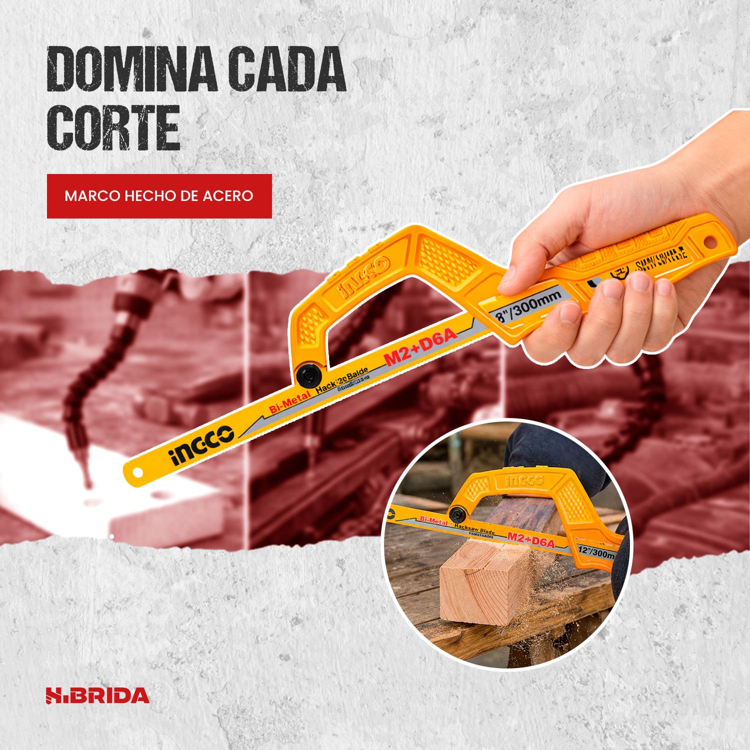 Mini Arco Sierra Manual 300mm Preciso Metal Ingco – Mhhf1504 - Image 7