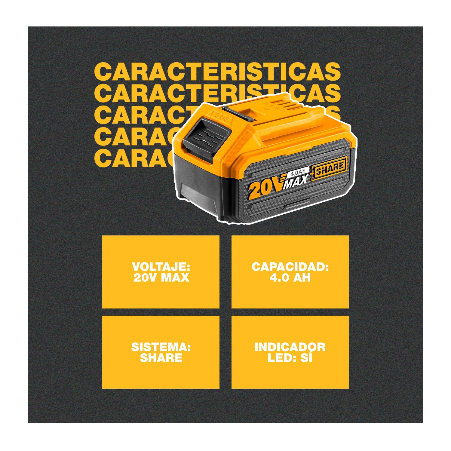 Batería Litio Share 20v Max 4.0ah Inalámbrica Alta Duración - Image 3