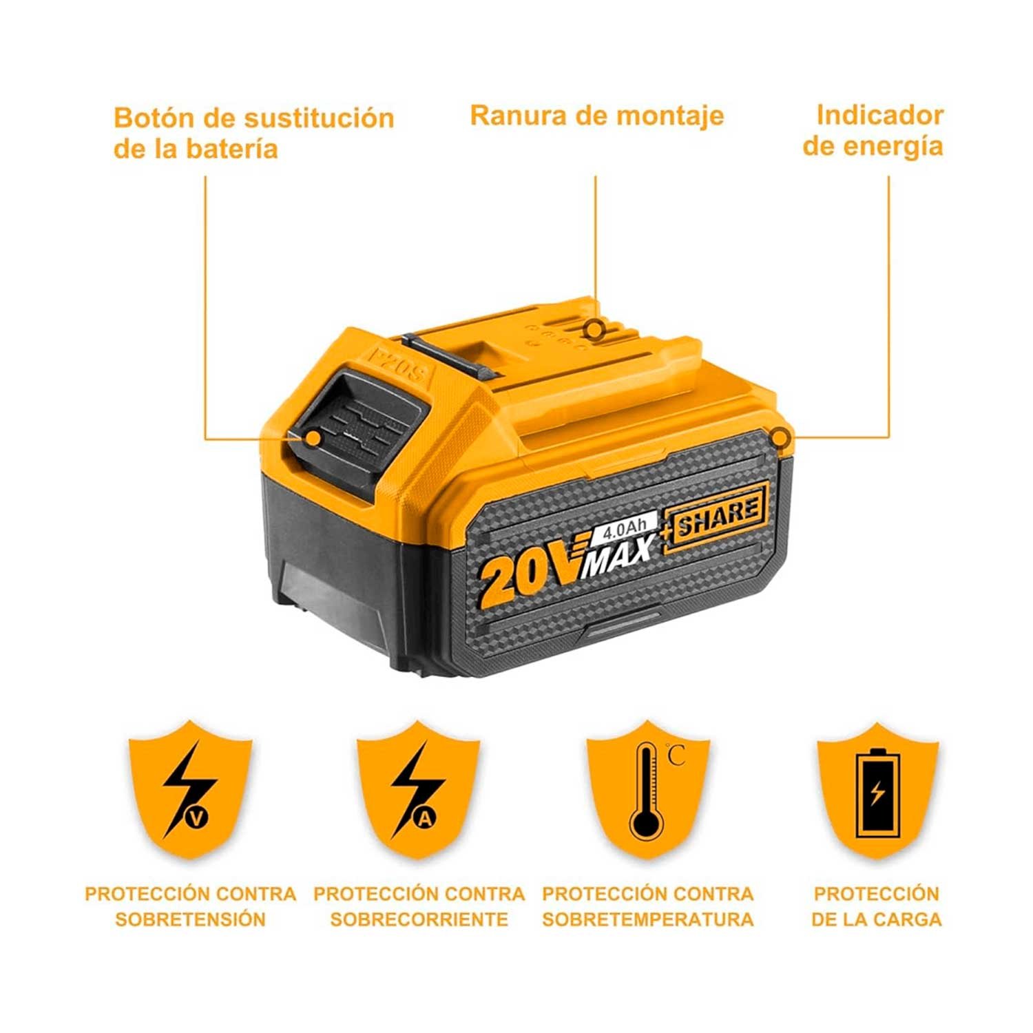 Batería Litio Share 20v Max 4.0ah Inalámbrica Alta Duración - Image 8