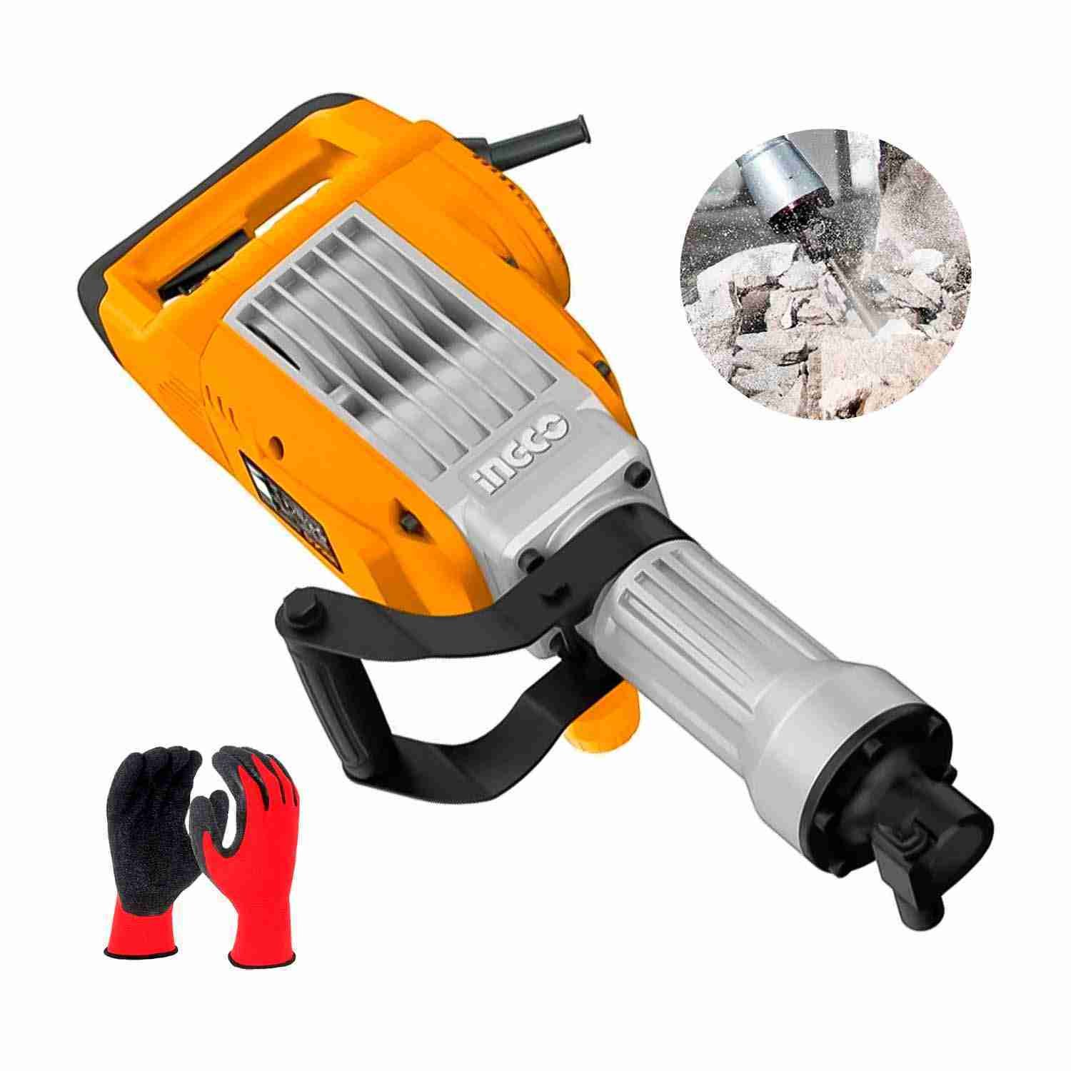 Martillo Demoledor INGCO 1700 W 50 J + Guante Protector
