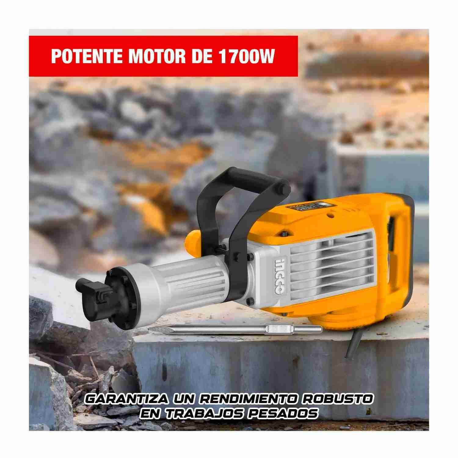 Martillo Demoledor INGCO 1700 W 50 J + Guante Protector — vista 3