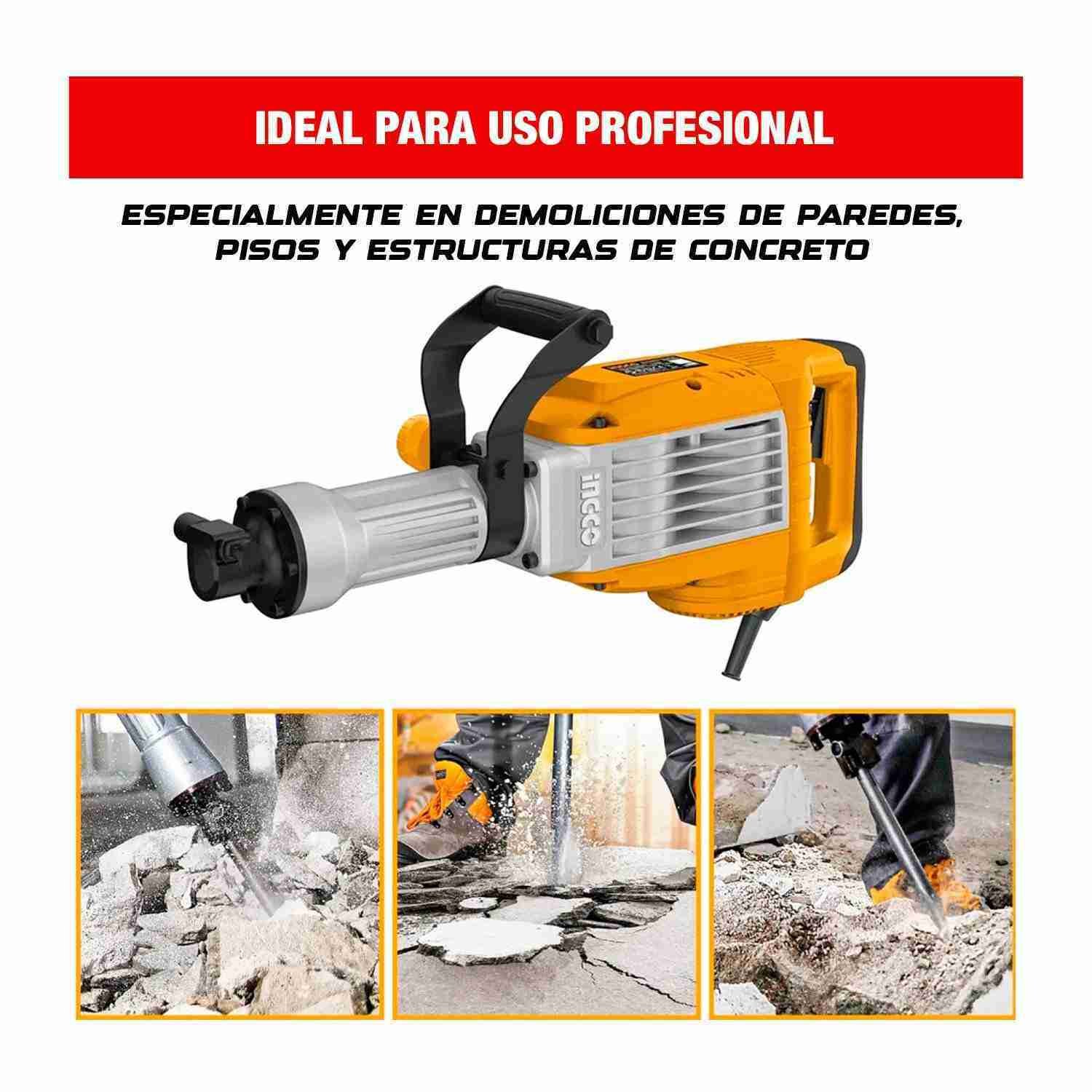 Martillo Demoledor INGCO 1700 W 50 J + Guante Protector — vista 5