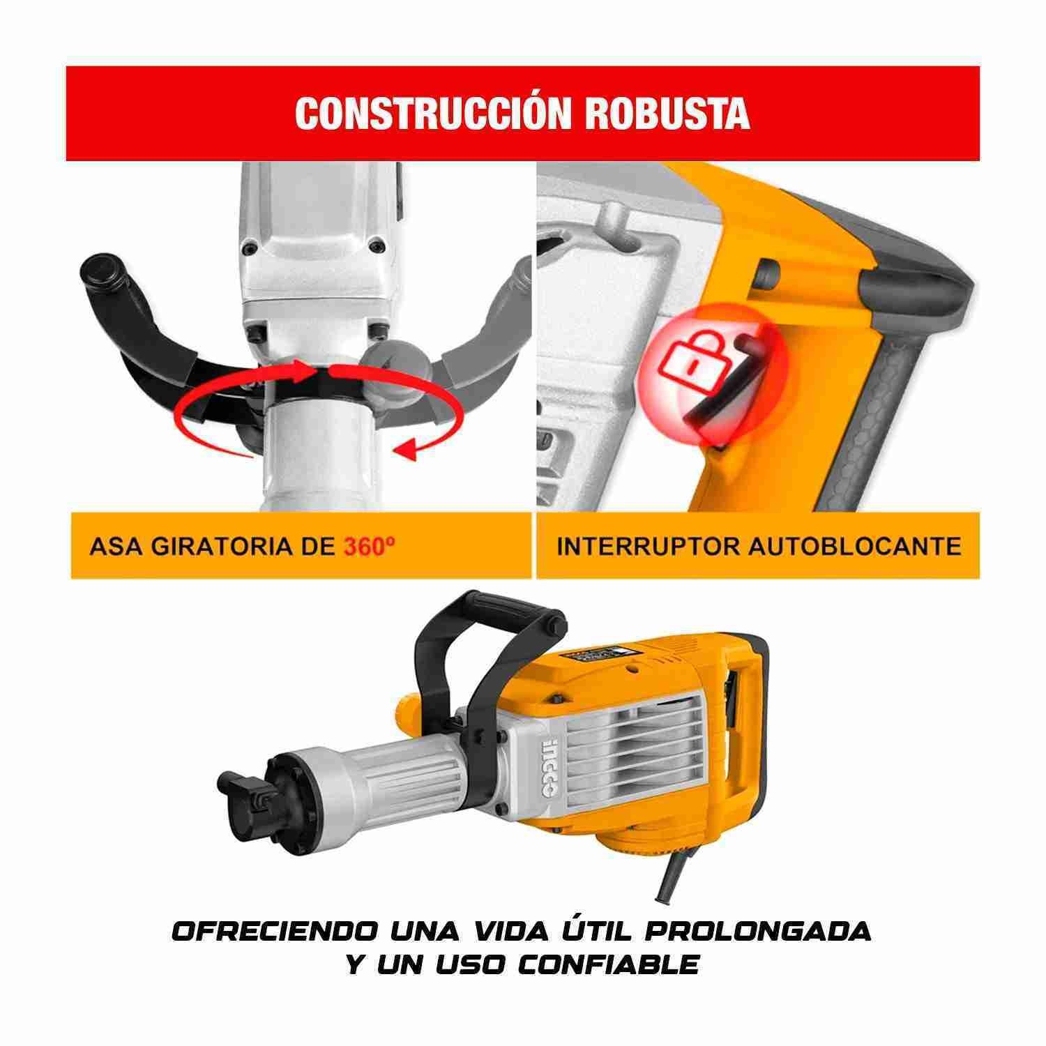 Martillo Demoledor INGCO 1700 W 50 J + Guante Protector — vista 6