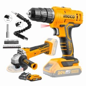 Amoladora + Taladro Atornillador 20 V INGCO + 21 Accesorios