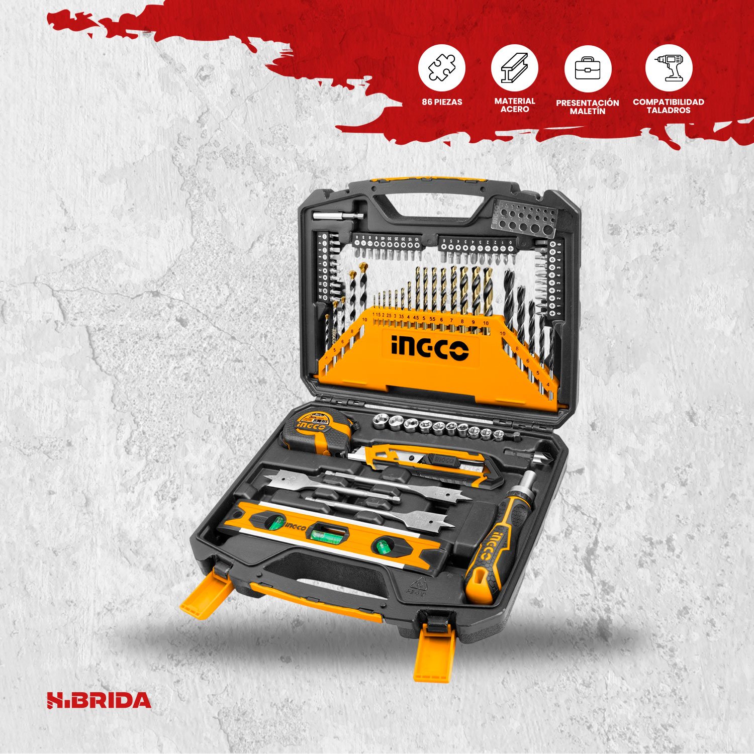 Set Brocas Herramientas Nivel Maleta Destornillador Wincha – vista 2