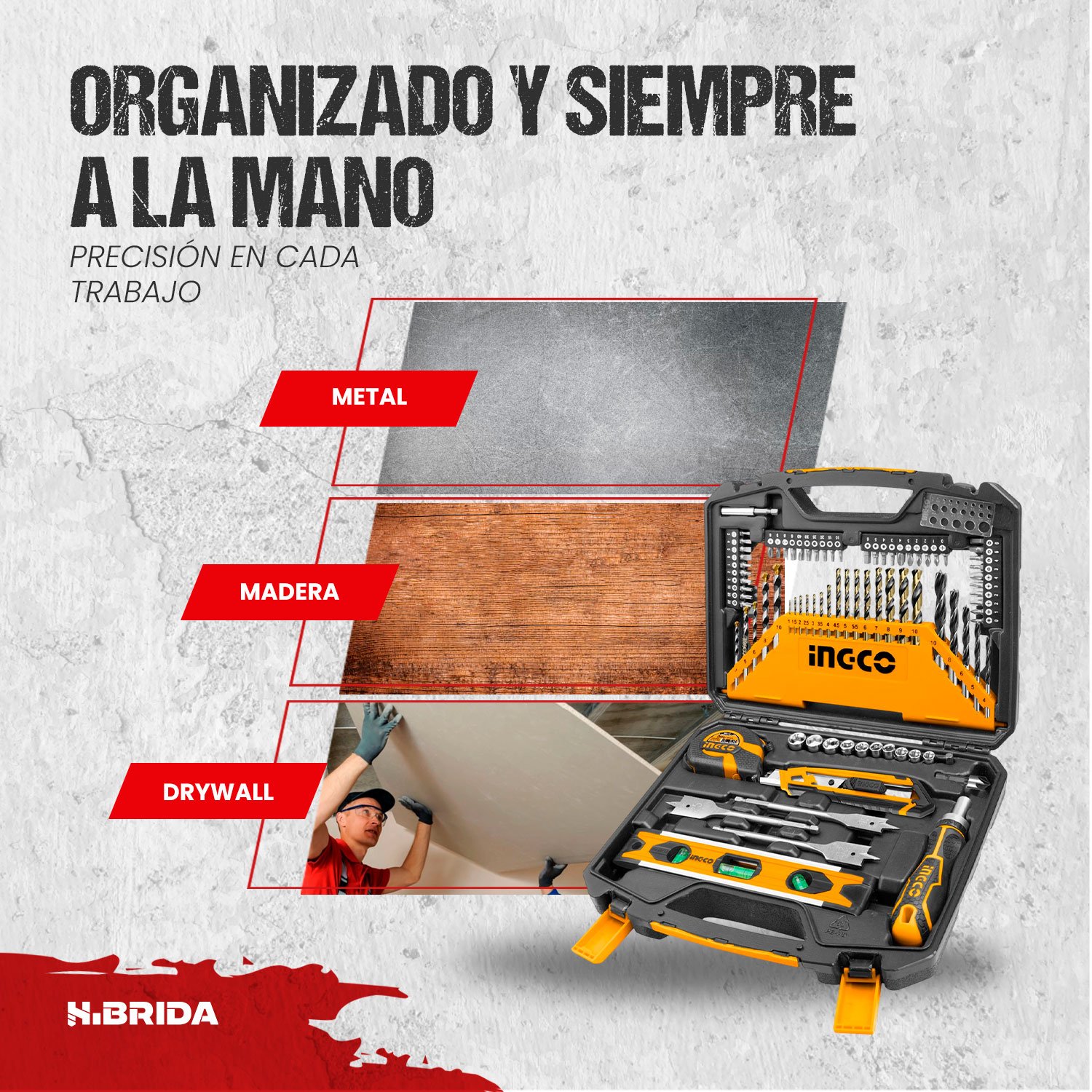 Set Brocas Herramientas Nivel Maleta Destornillador Wincha – vista 4