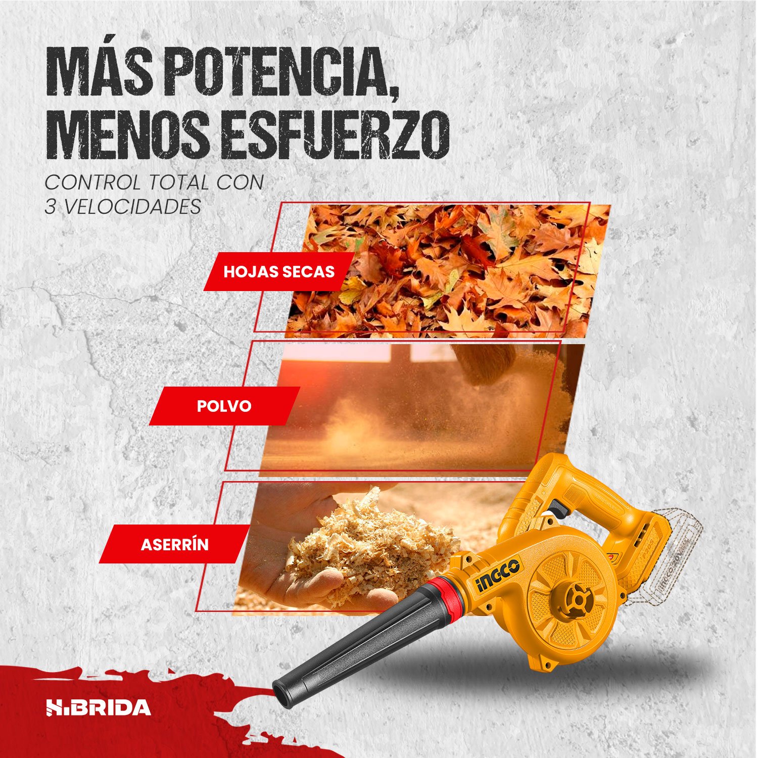 Sopladora 20 V 5 Velocidades - Sin Batería/cargador INGCO – vista 4