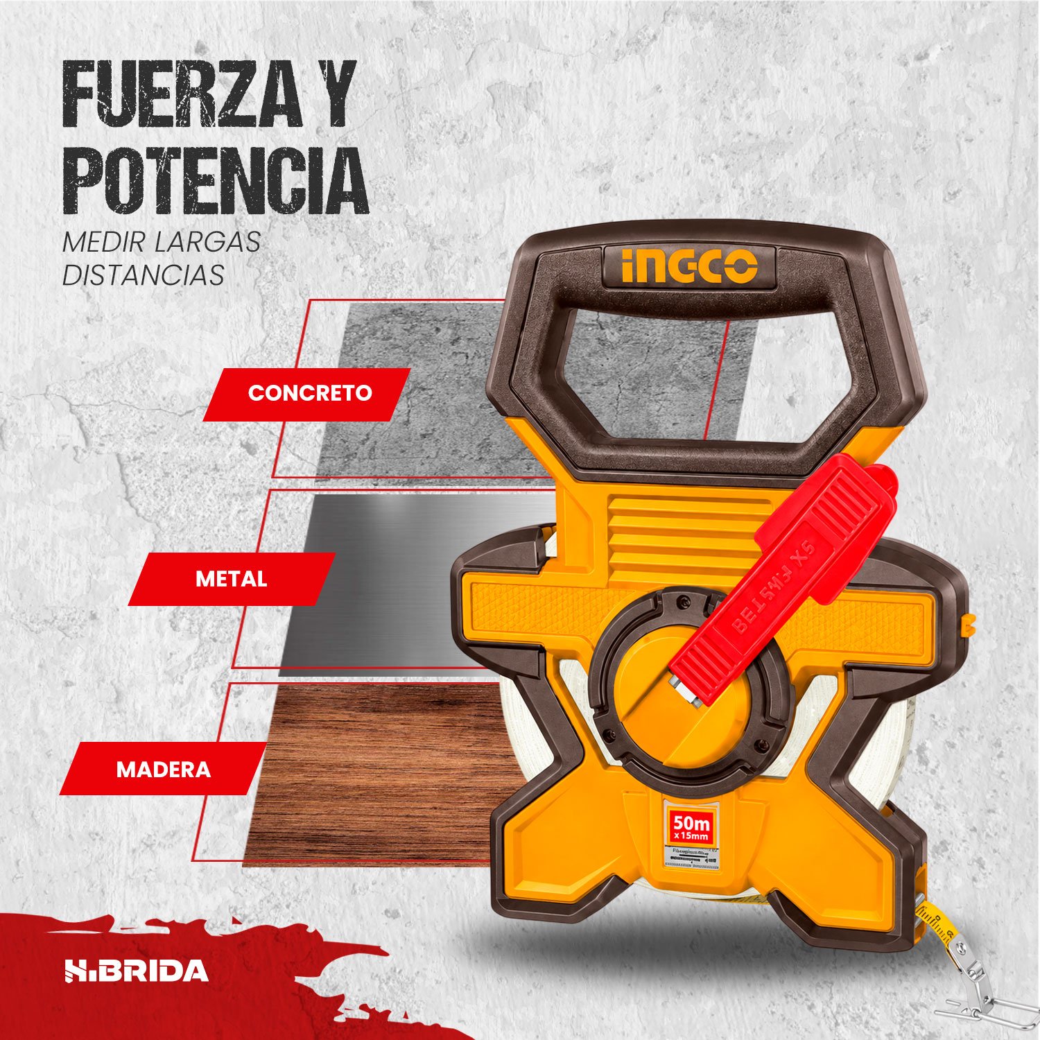 Cinta Métrica Agrimensor De Fibra De Vidrio 50 Metros – vista 5