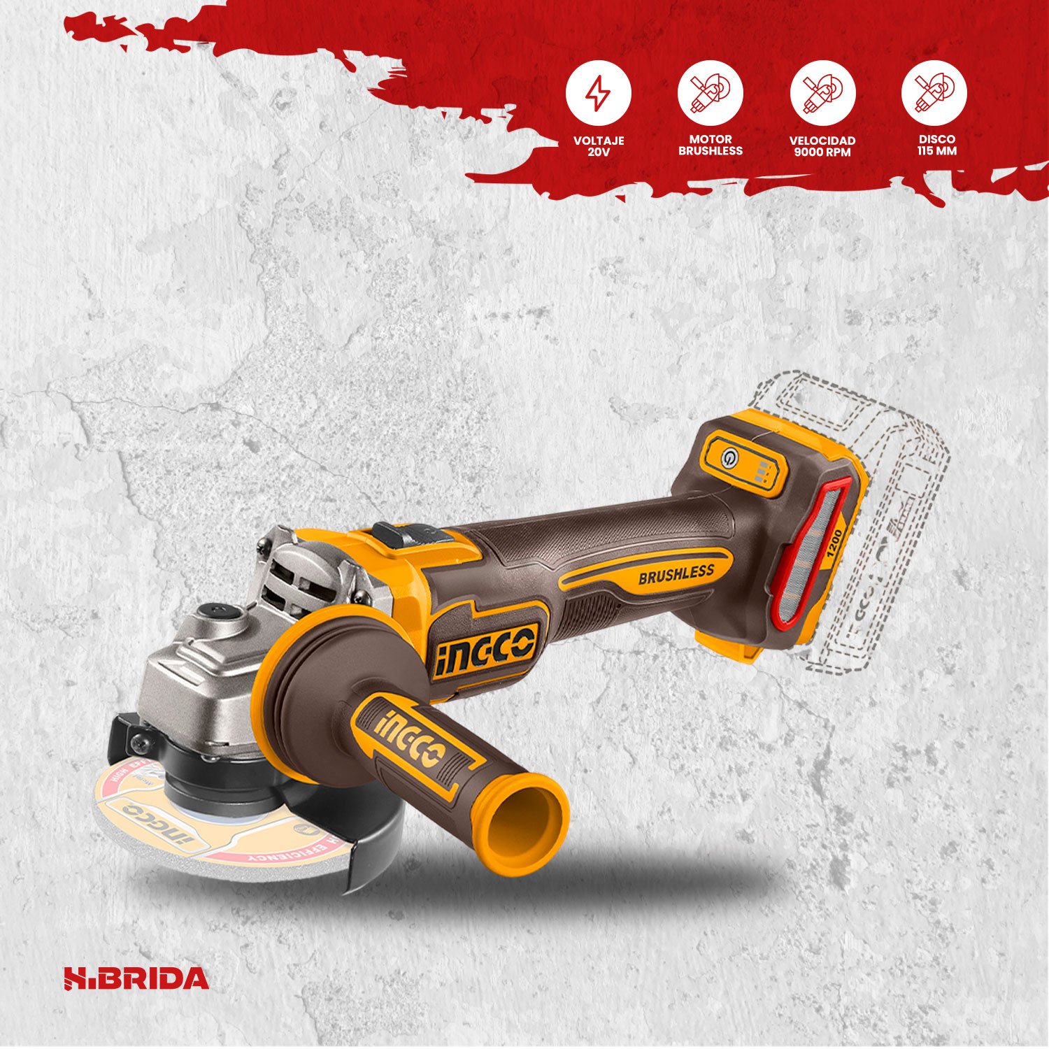 Combo INGCO 20 V Taladro + Rotomartillo + Amoladora 2 Batería – vista 5