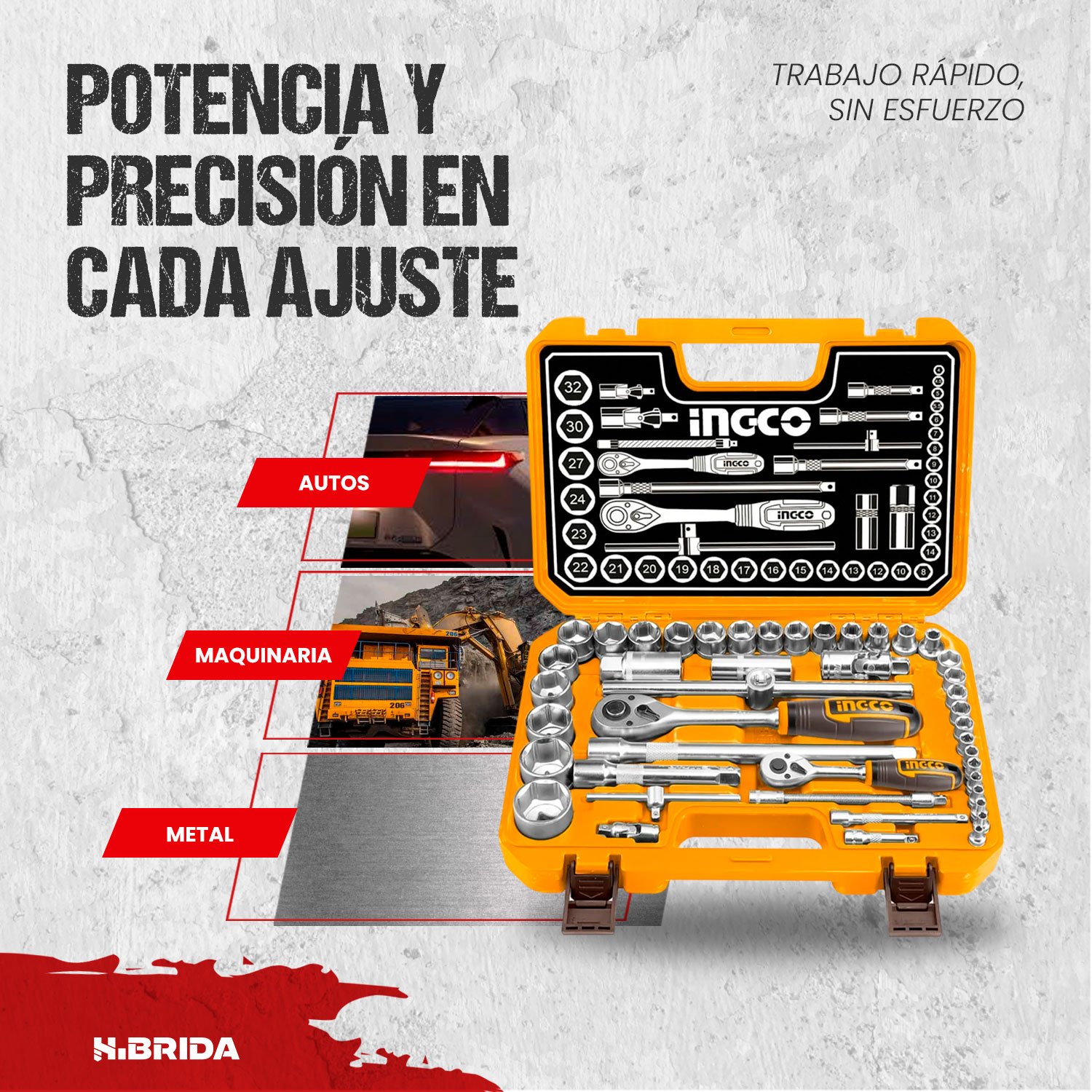 Set De Llaves + 25 Piezas De Dados 1/2′ - INGCO – vista 5