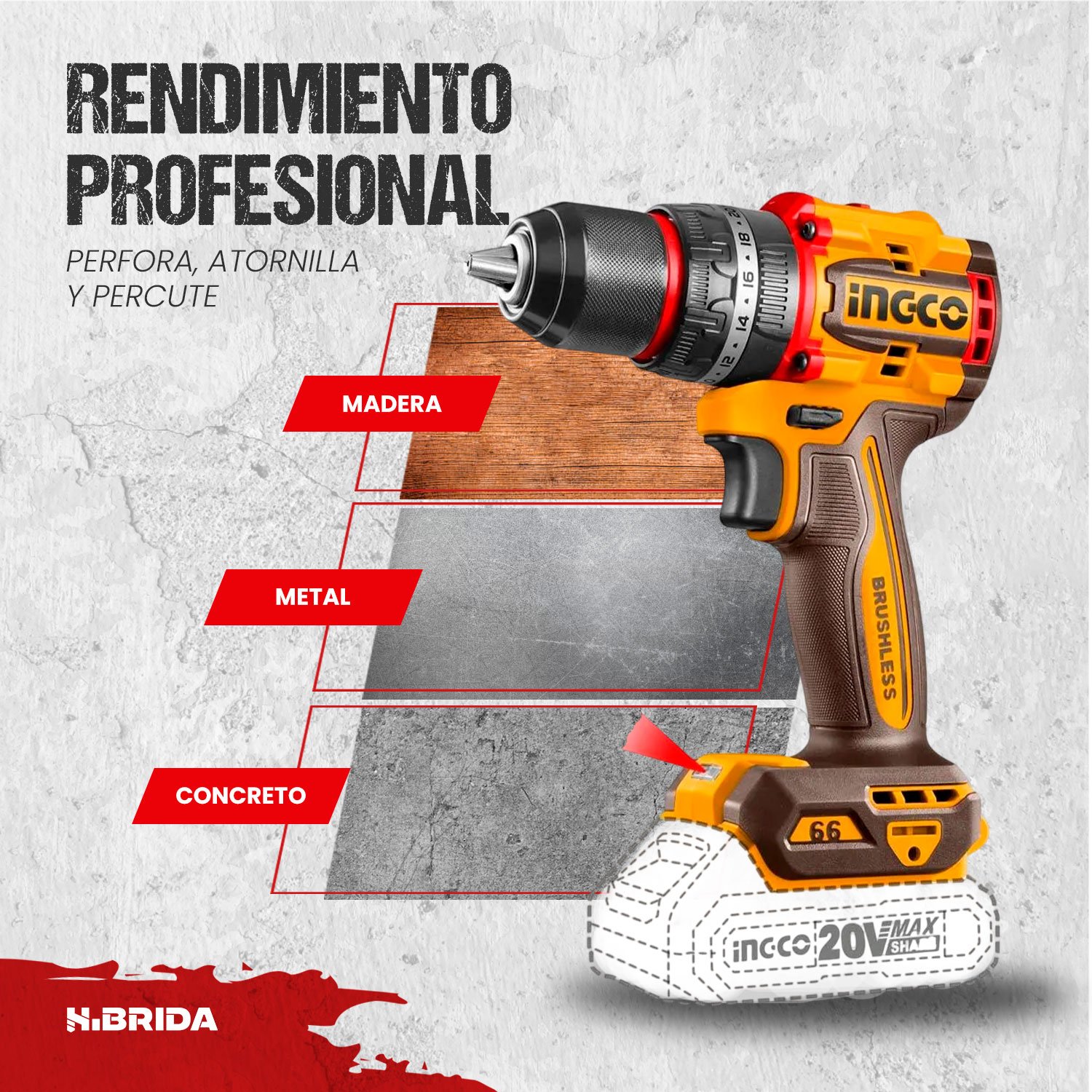 Combo INGCO 20 V Taladro + Rotomartillo + Amoladora 2 Batería – vista 7