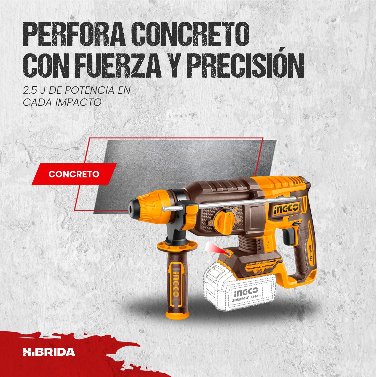 Combo INGCO 20 V Taladro + Rotomartillo + Amoladora 2 Batería – vista 9