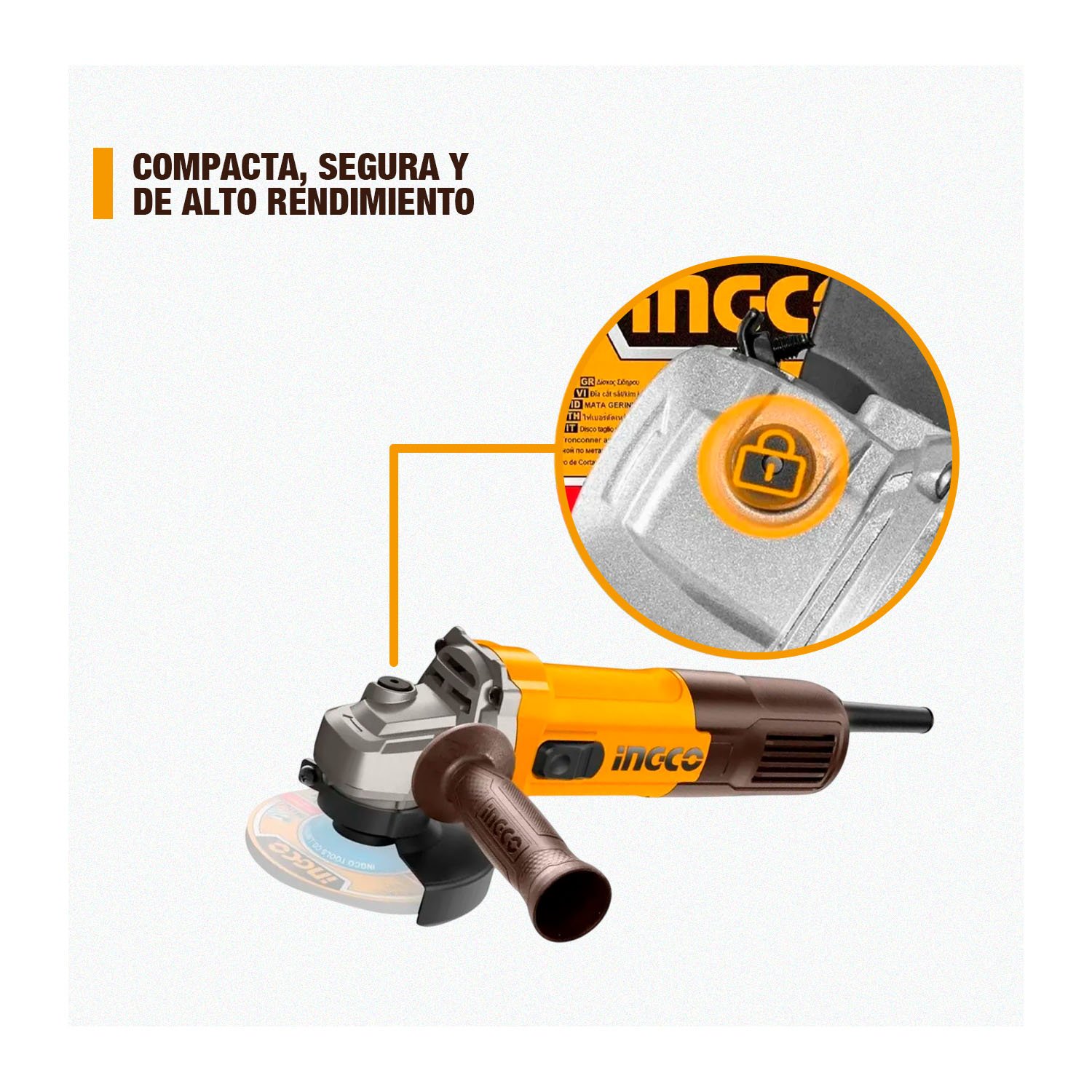 Combo Amoladora Angular 115 mm + Lijadora Orbital 240 W INGCO – vista 5