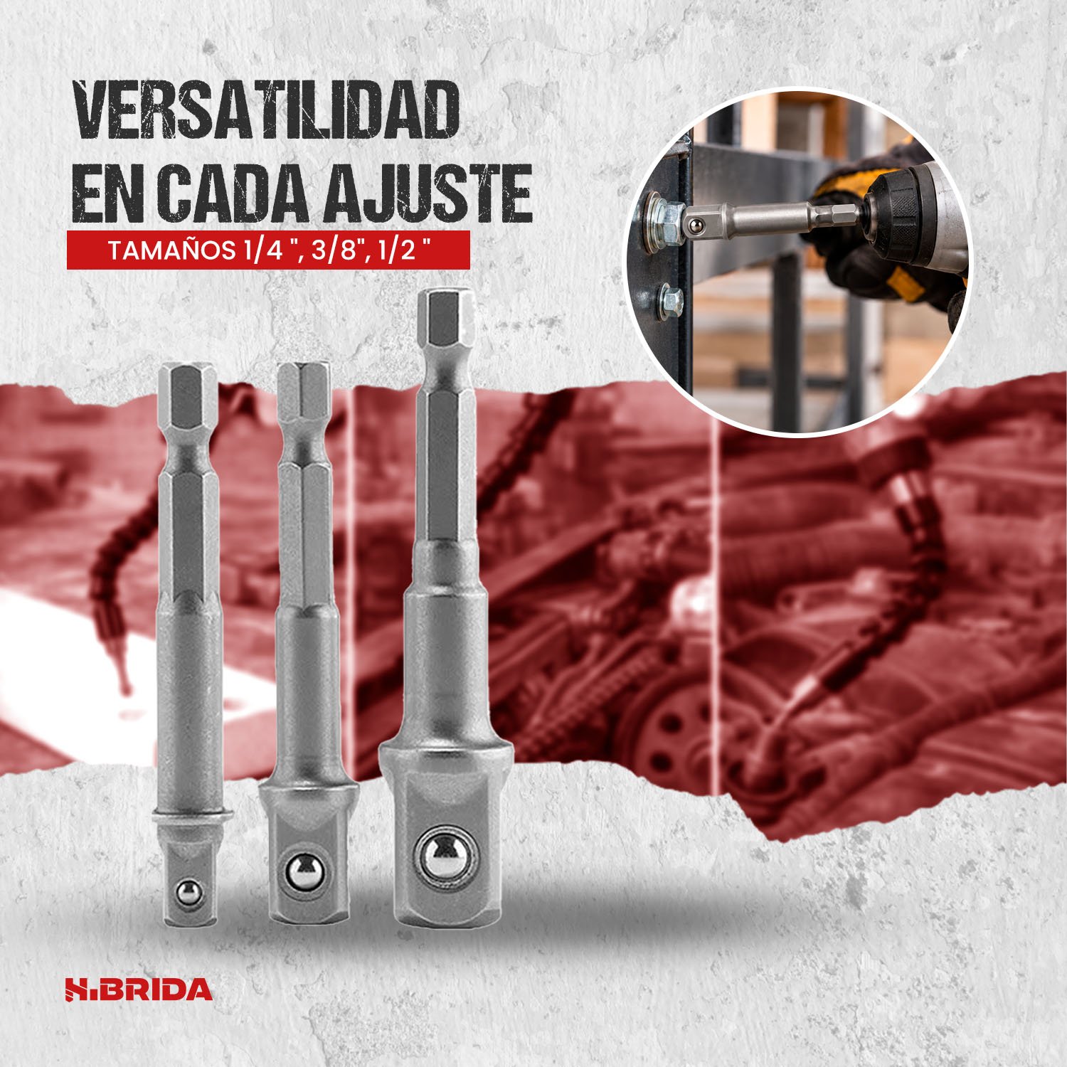 Adaptador Dados Encastre Magnético 3 Piezas 1/4" 3/8" 1/2" – vista 4