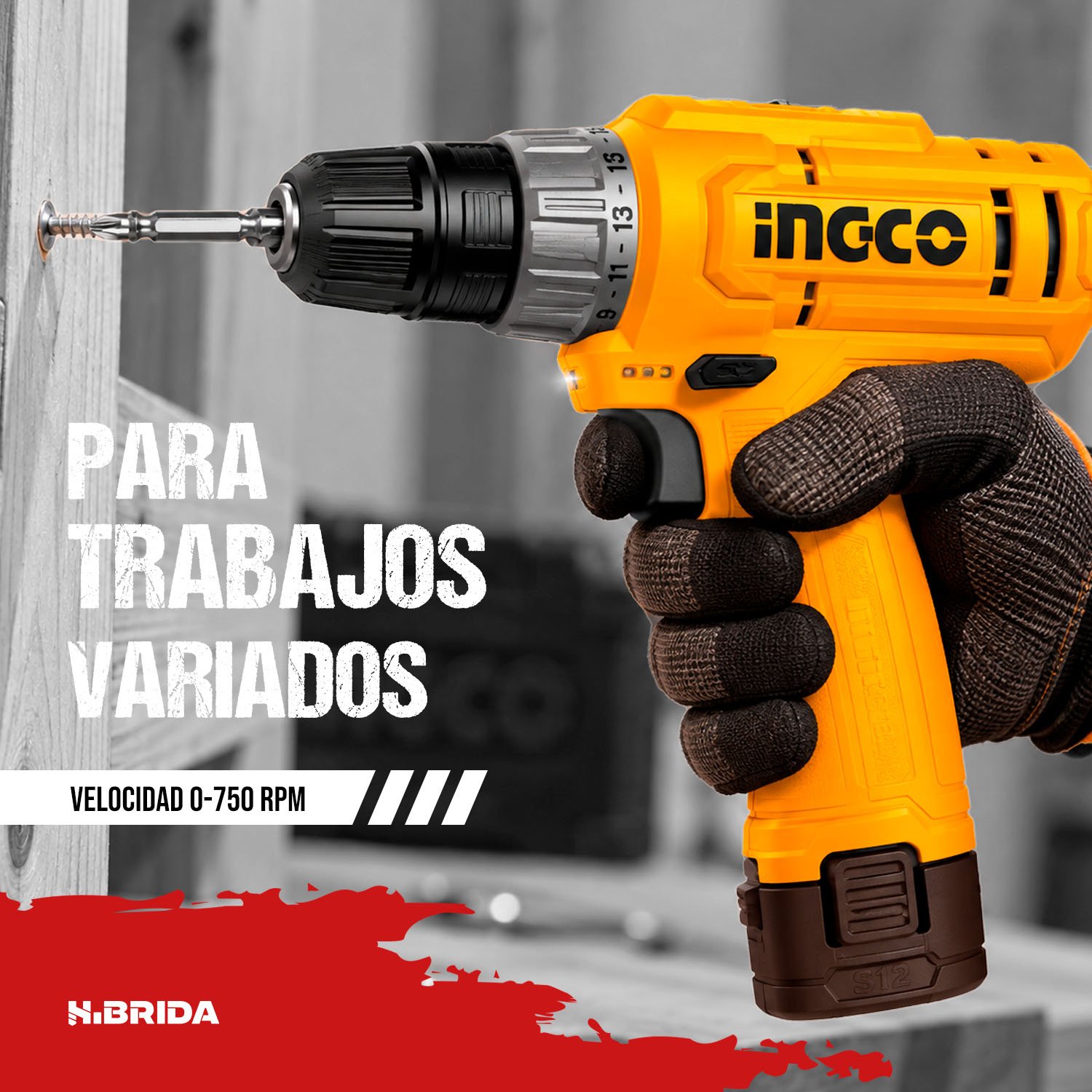 Taladro Atornillador 12 V Inalámbrico Batería Tipo C INGCO – vista 3