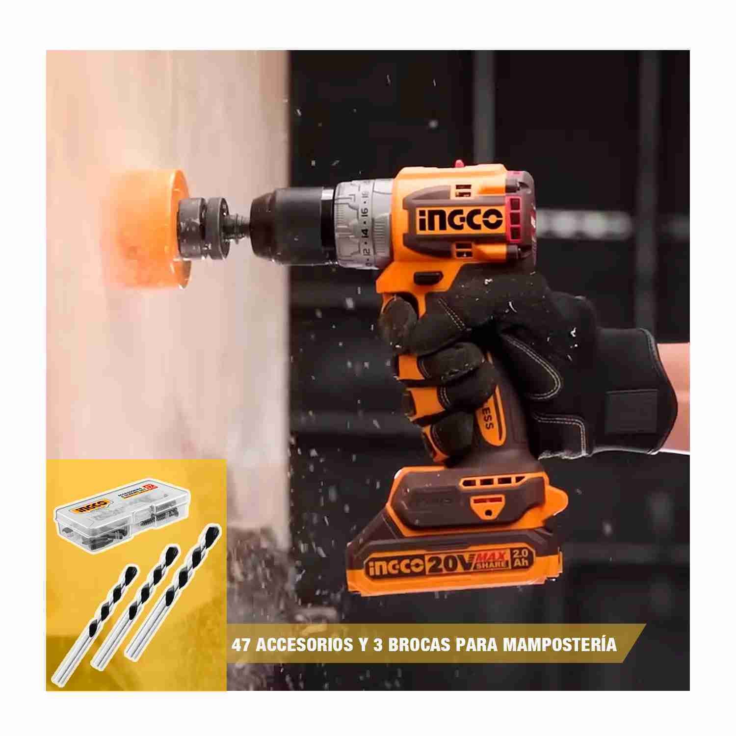 Taladro Atornillador 20 V INGCO Brushless Percutor + Extensor – vista 3