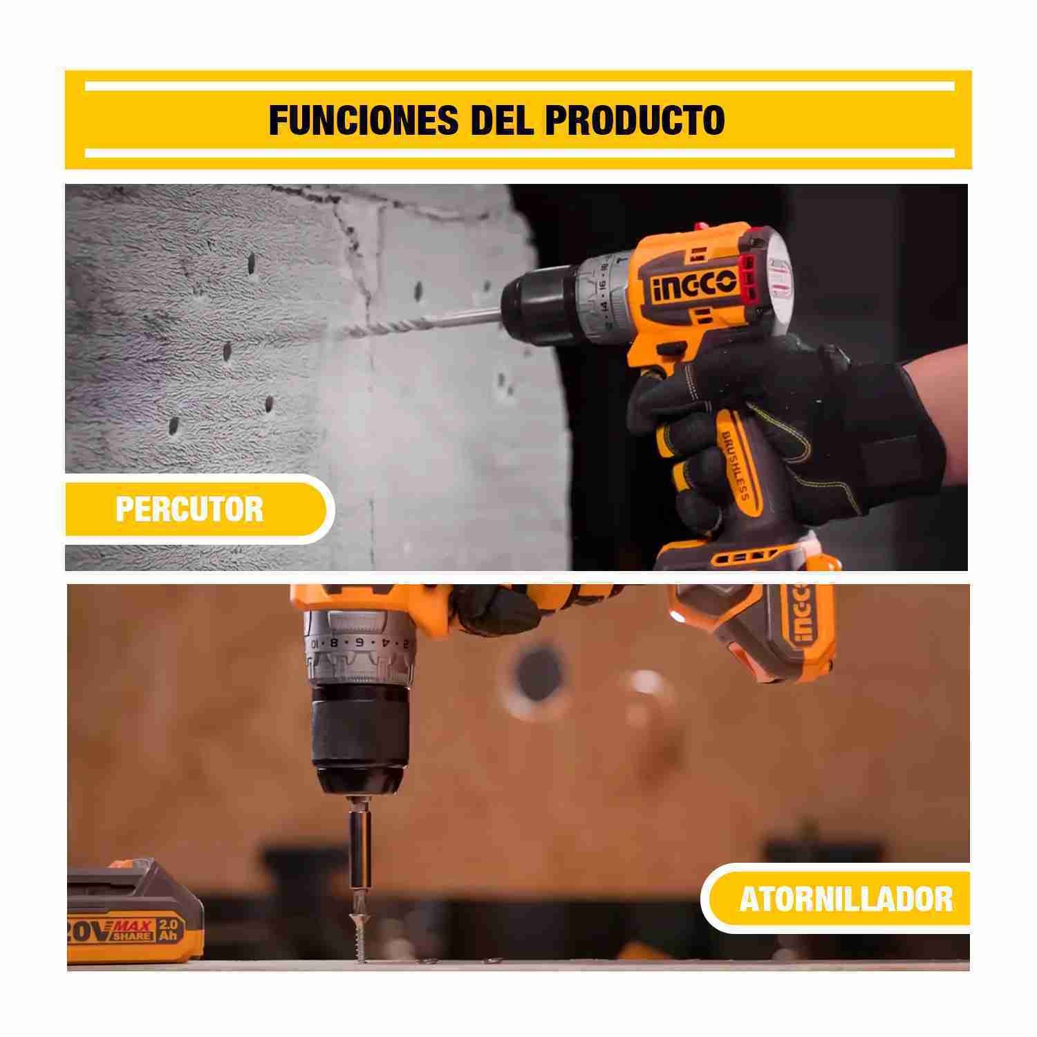 Taladro Atornillador 20 V INGCO Brushless Percutor + Extensor – vista 4