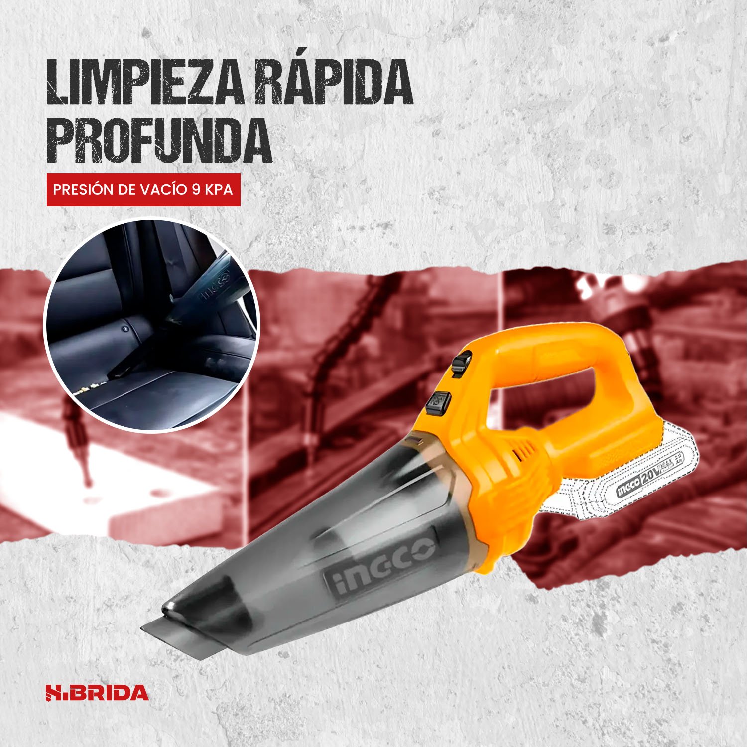Combo Lijadora Inalámbrica + Aspirador + Guantes INGCO – vista 3