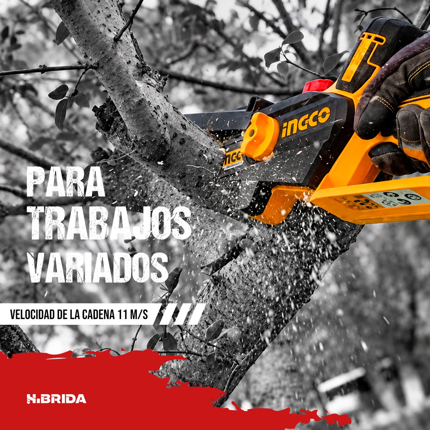 Sierra Podadora Inalámbrica 100 W 30 cm INGCO – vista 2