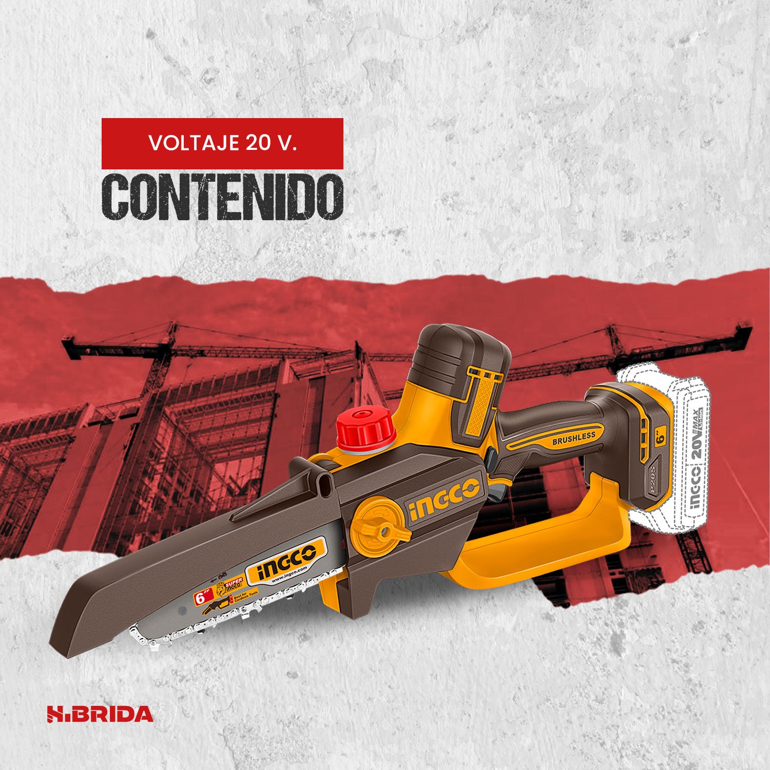 Sierra Podadora Inalámbrica 100 W 30 cm INGCO – vista 5