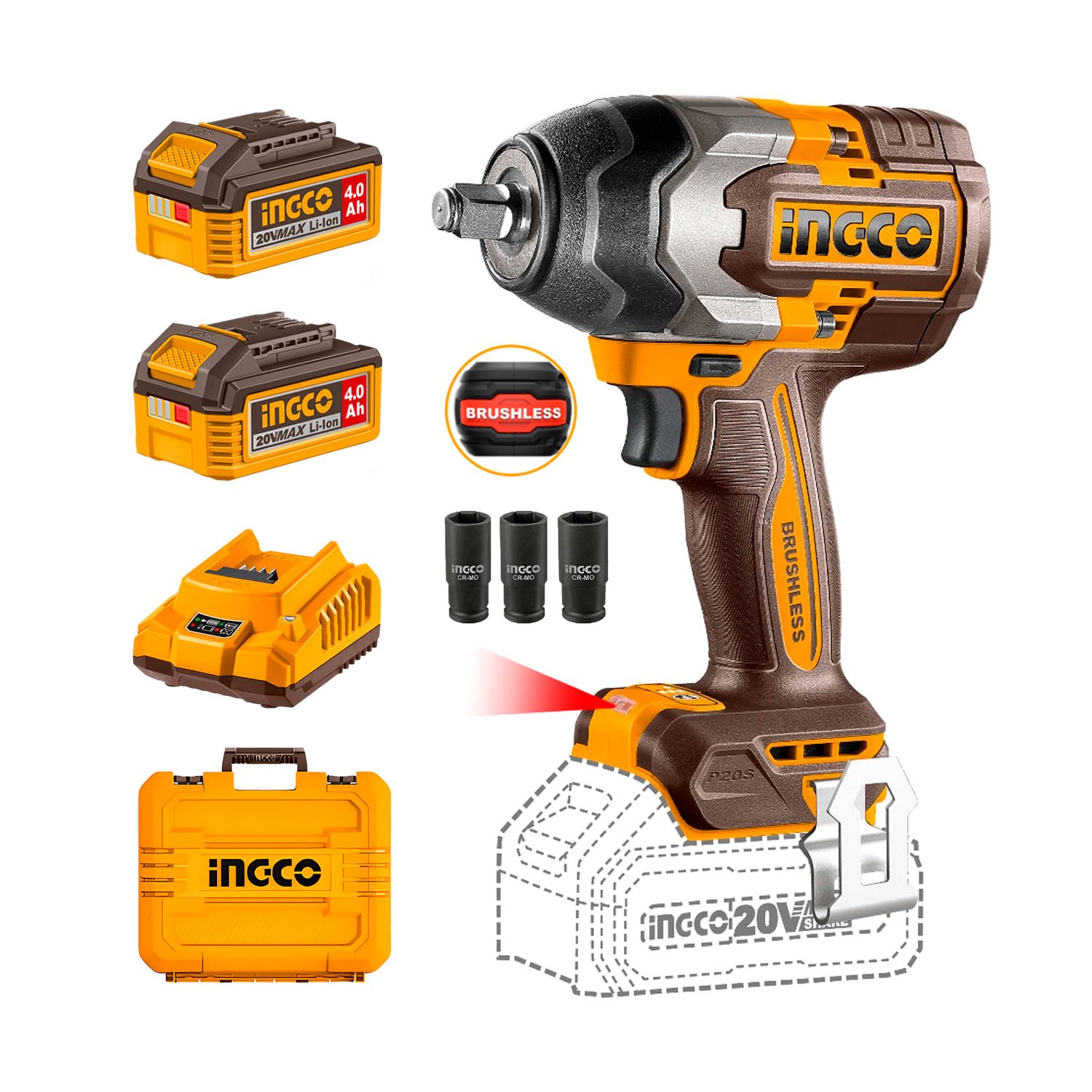 Llave De Impacto A Batería 850 Nm 20 V INGCO