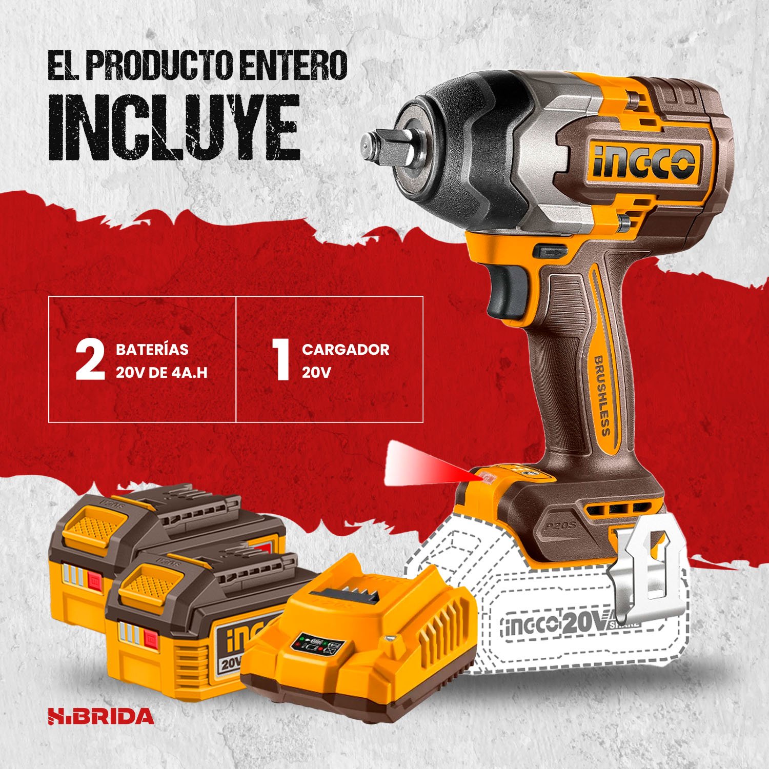 Llave De Impacto A Batería 850 Nm 20 V INGCO – vista 2