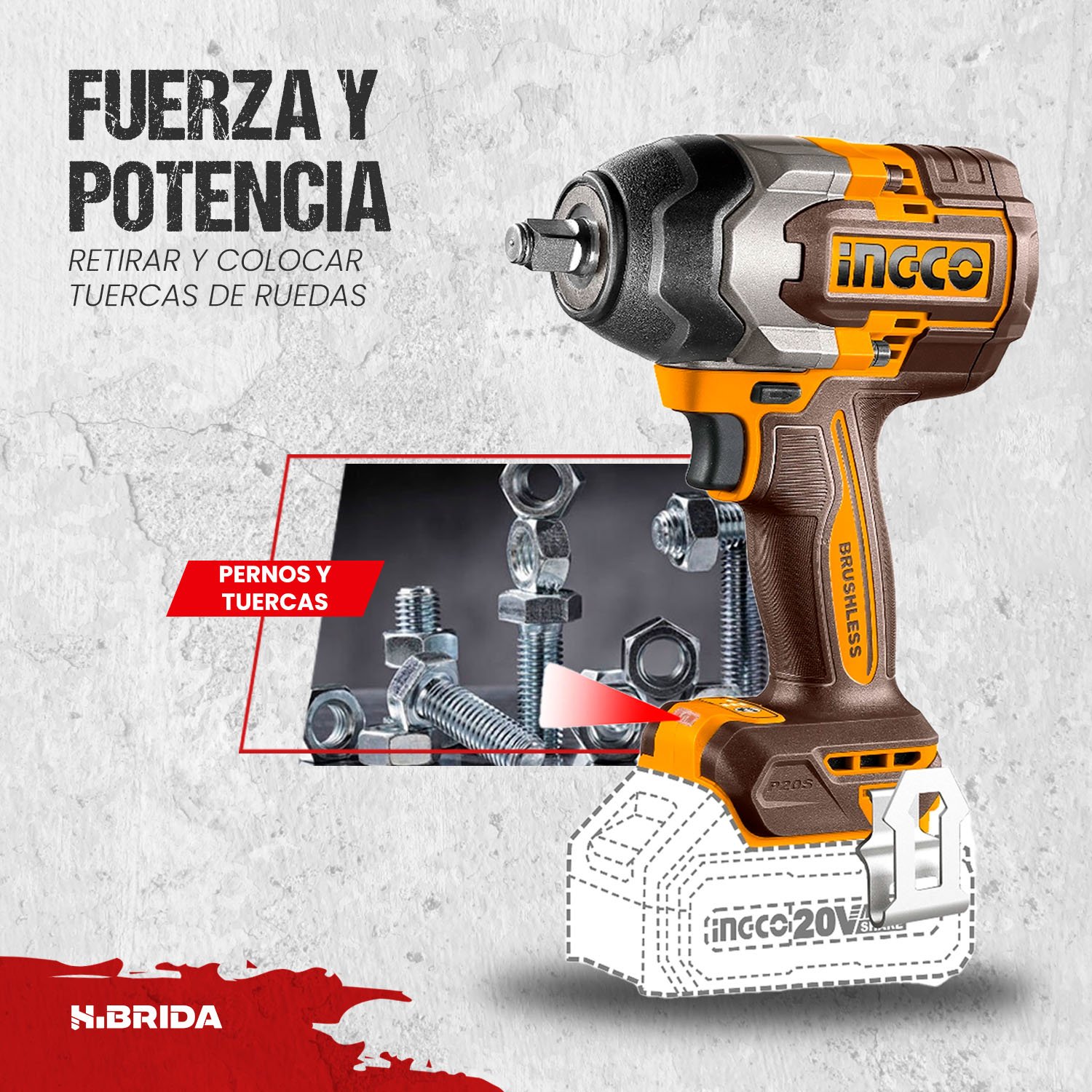 Llave De Impacto A Batería 850 Nm 20 V INGCO – vista 5
