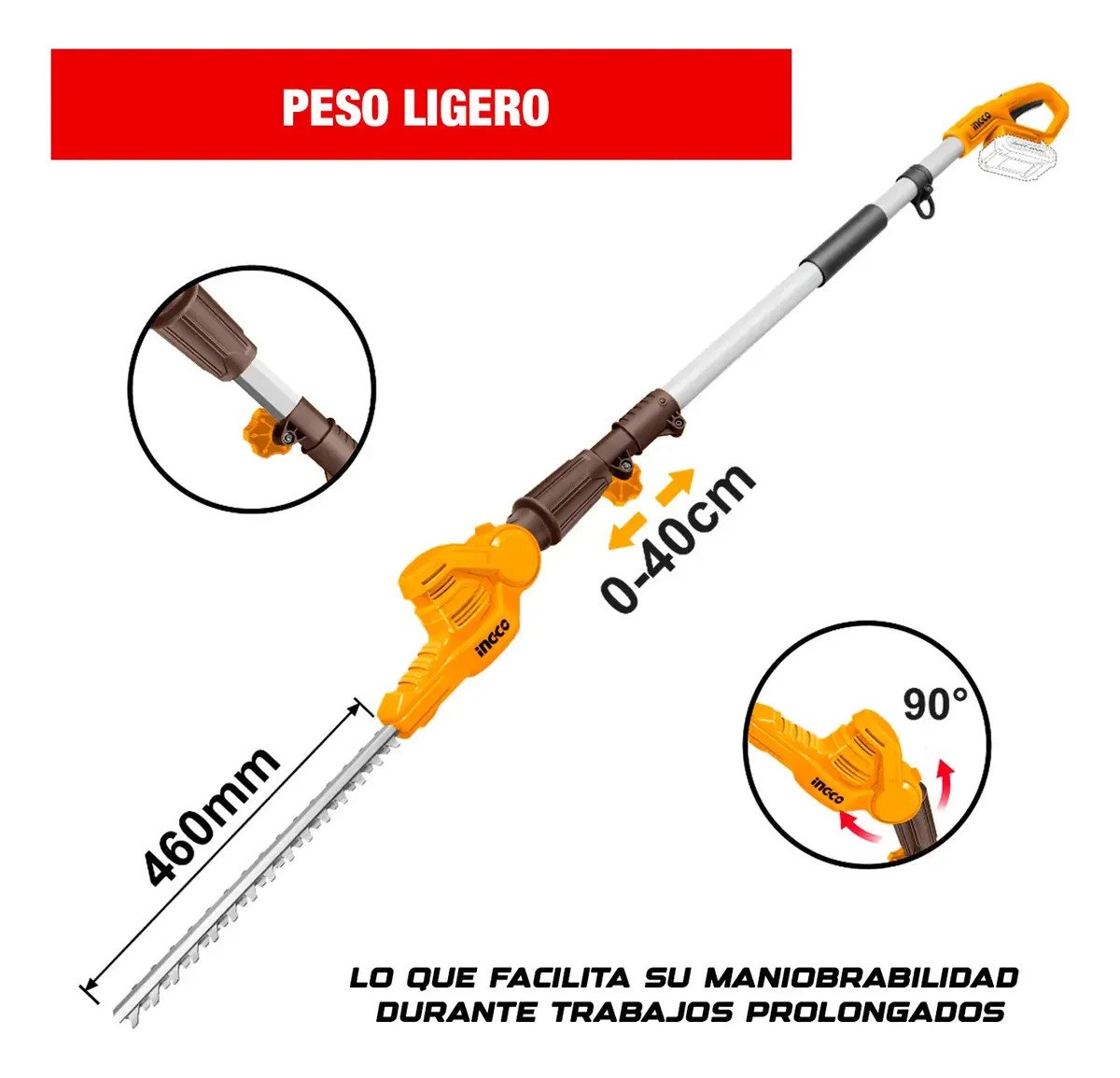 Motosierra INGCO 20 V + Desbrozadora Jardinería 1bat + Guante – vista 6