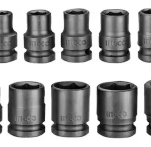 Juego de Dados Hexagonales INGCO 10 Piezas 1/2» + Ratchet