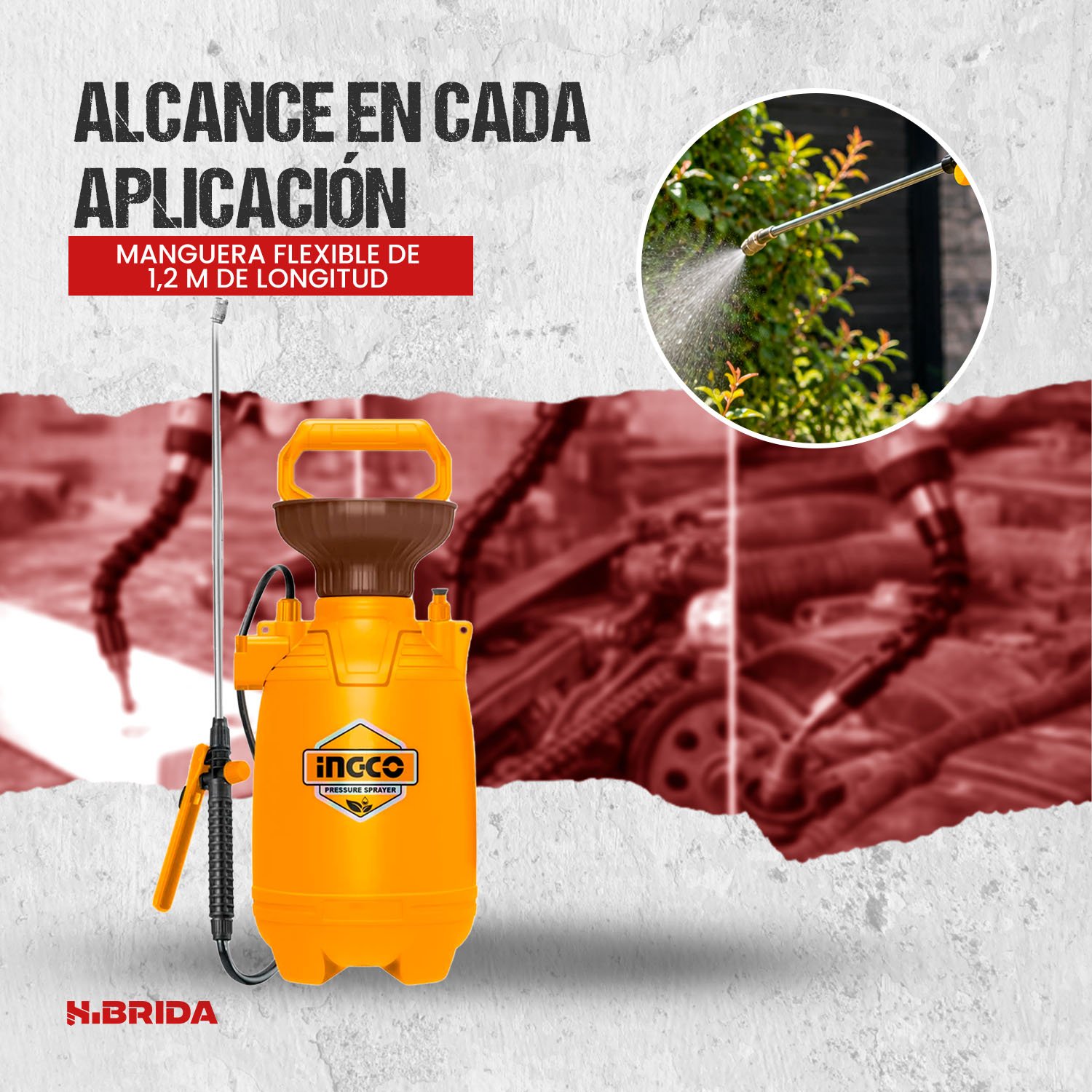 Pulverizador a Presión Fumigador 2.5 Bar 5LT HSPP30502 INGCO – vista 4