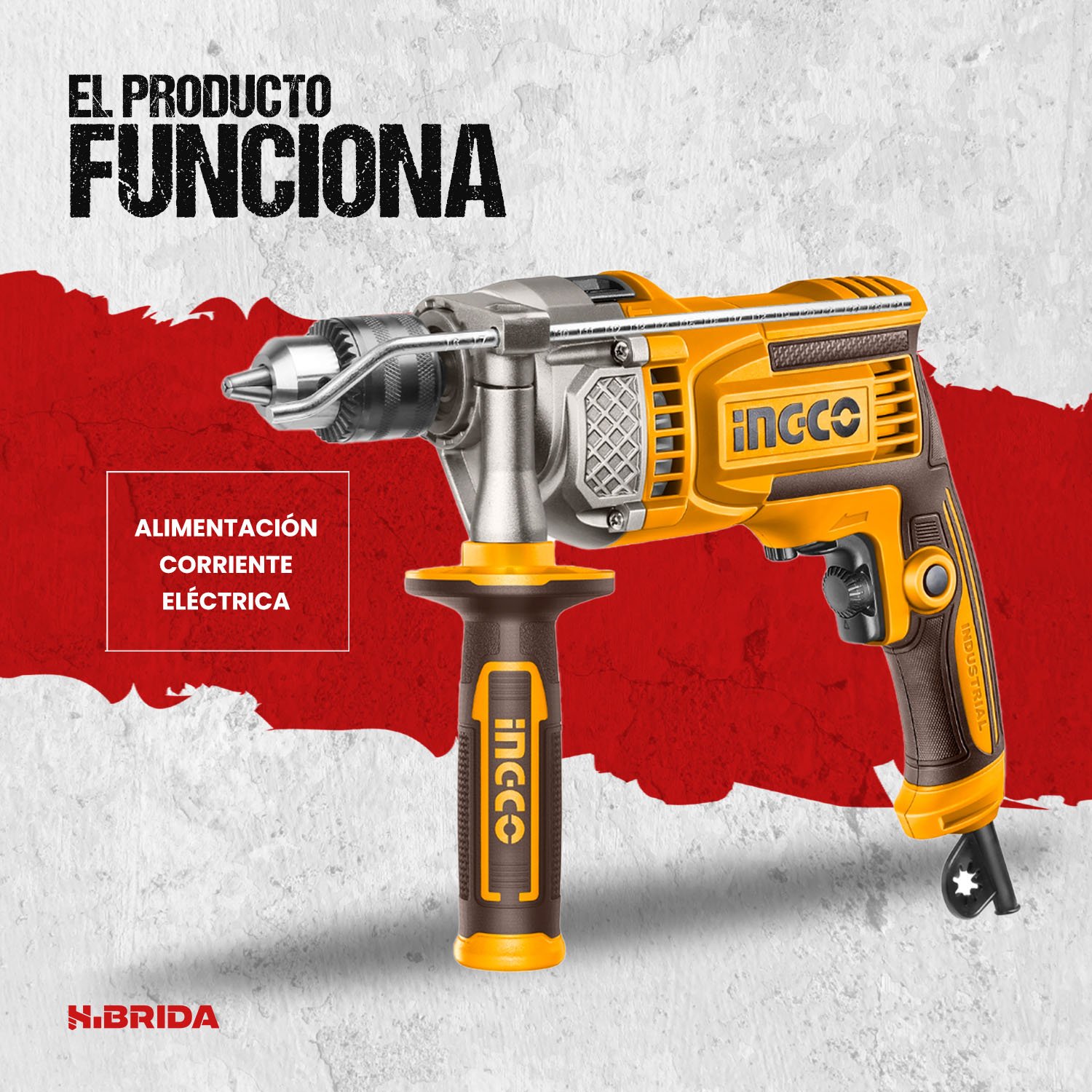 Taladro 13 mm Percutor Eléctrico 1100 W 3000RPM INGCO – vista 2