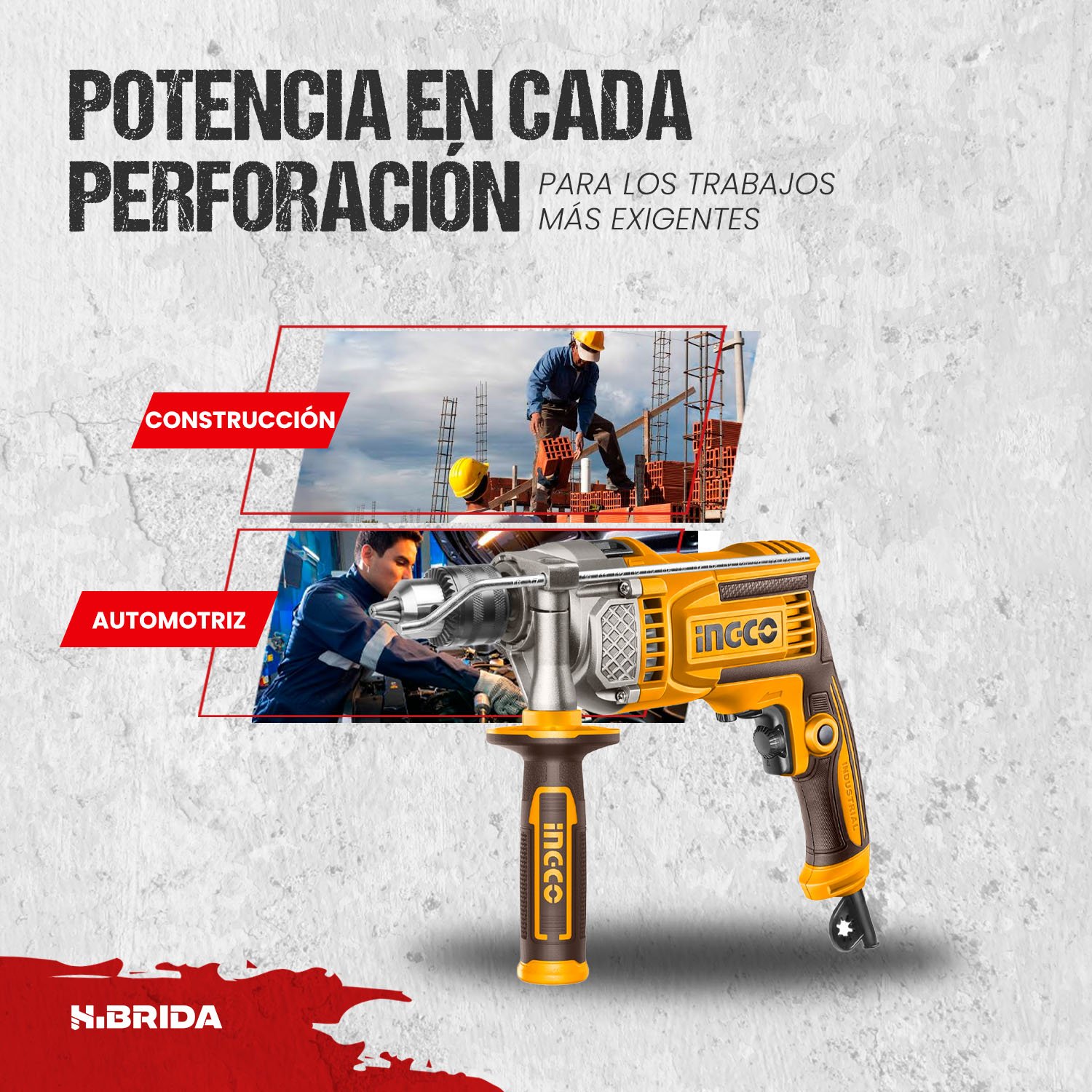 Taladro 13 mm Percutor Eléctrico 1100 W 3000RPM INGCO – vista 5
