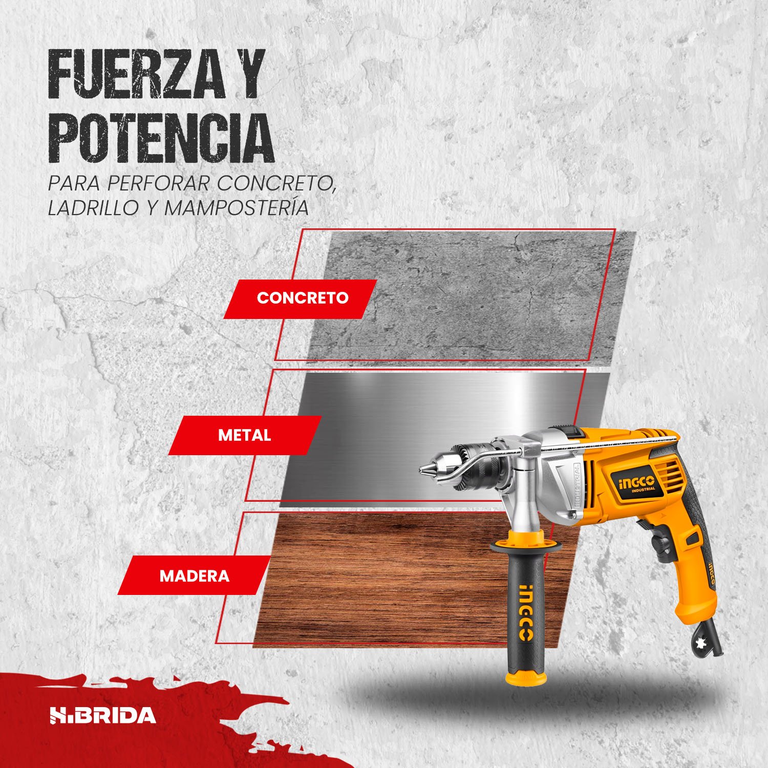 Taladro percutor 1/2" 1100 W INGCO – vista 4