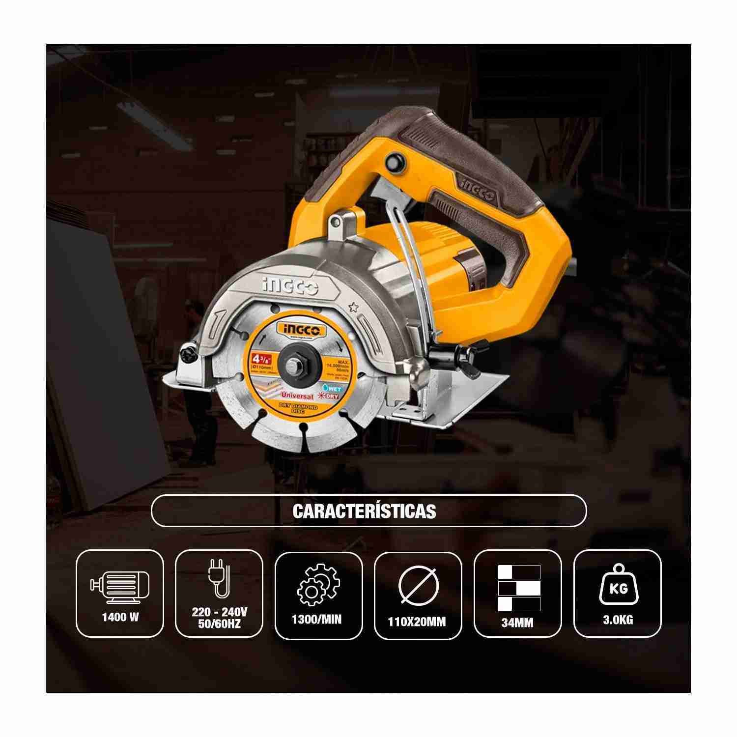Cortadora De Mármol Eléctrica 1400 W 4 3/8′ Mc140068 INGCO – vista 4