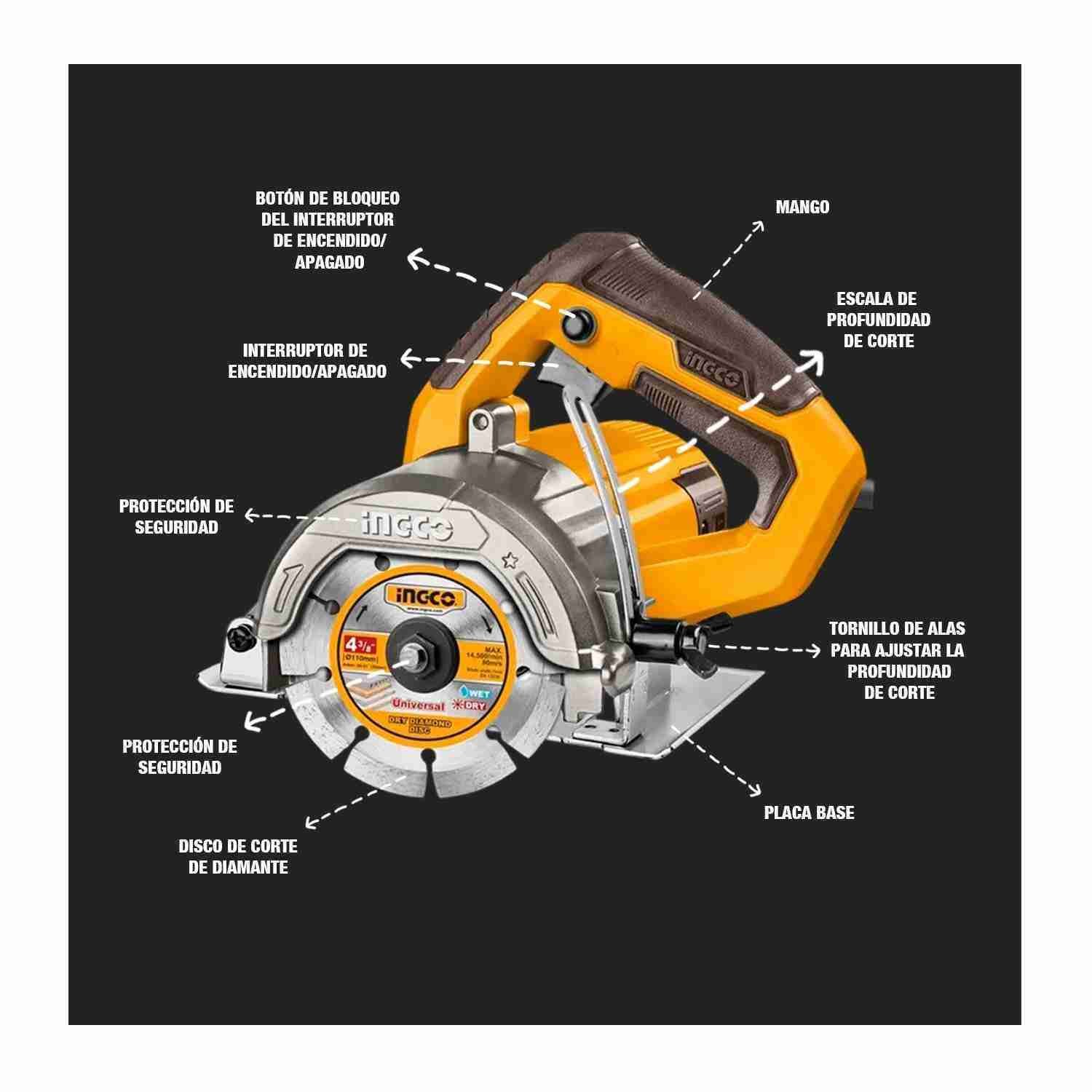 Cortadora De Mármol Eléctrica 1400 W 4 3/8′ Mc140068 INGCO – vista 5
