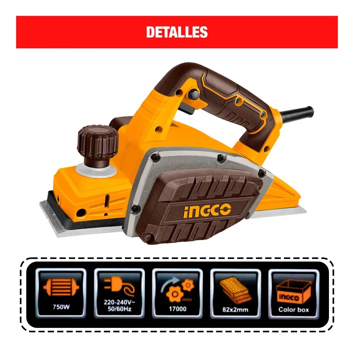 Cepillo Carpintero Eléctrico INGCO 750 W – vista 4